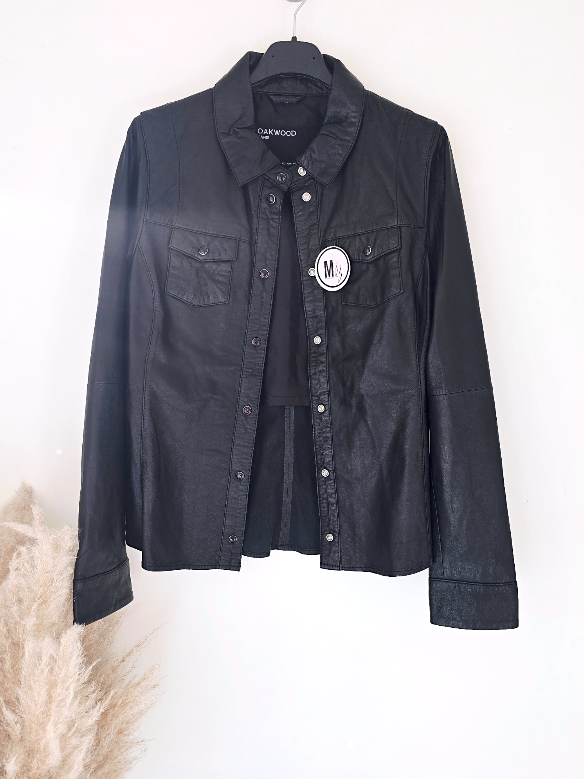 Chemise noire 100% cuir agneau