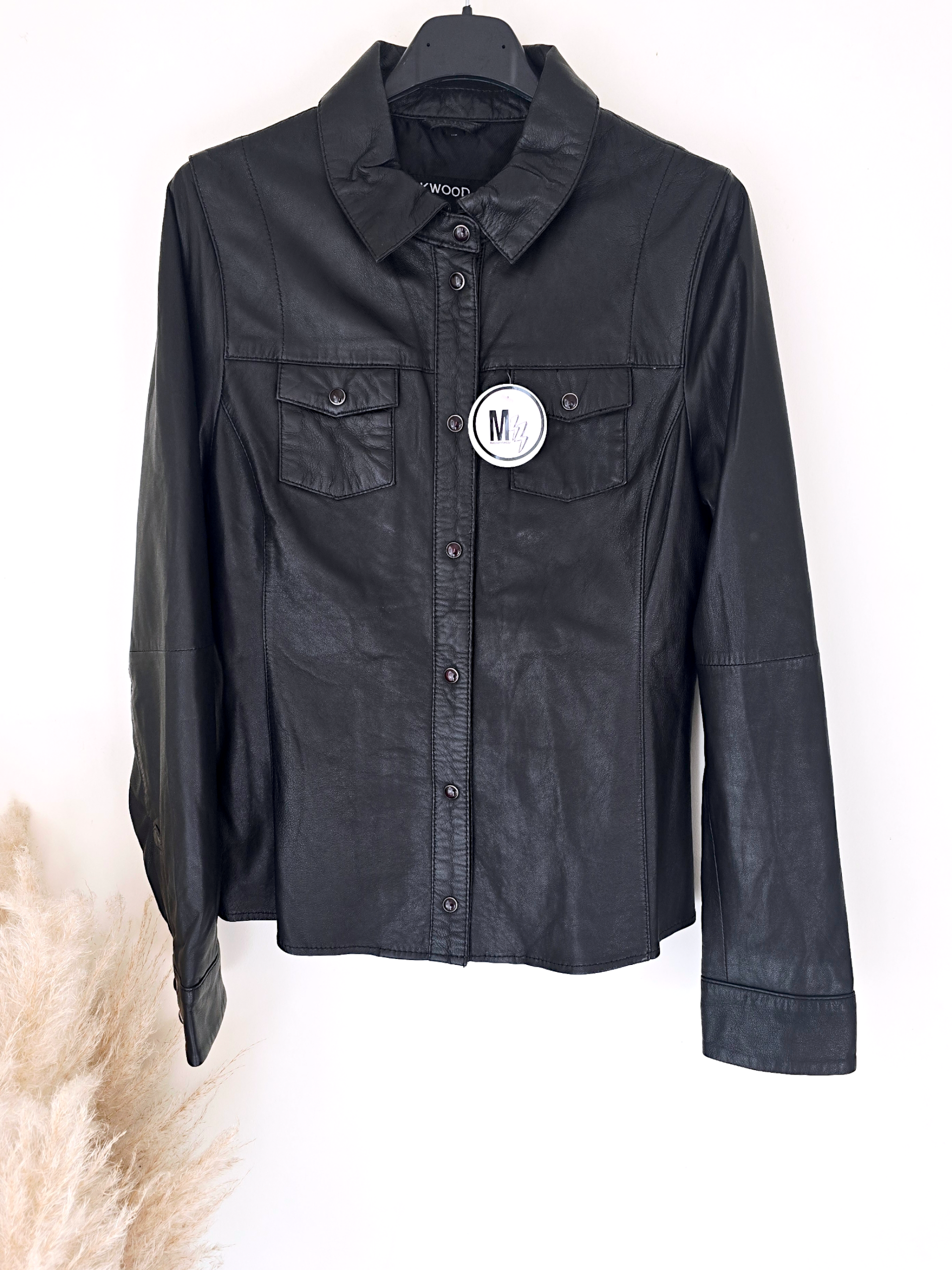 Chemise noire 100% cuir agneau