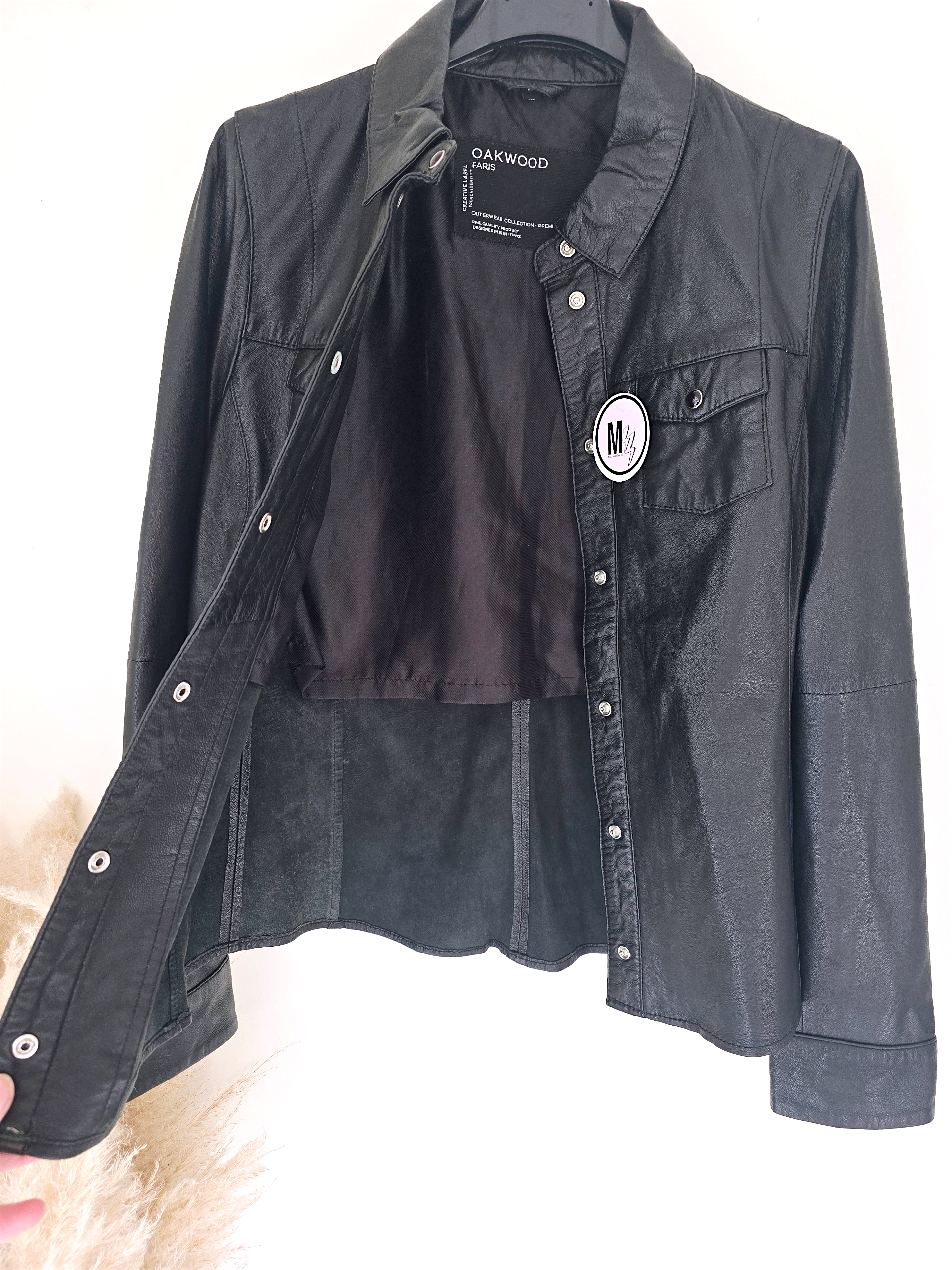 Chemise noire 100% cuir agneau