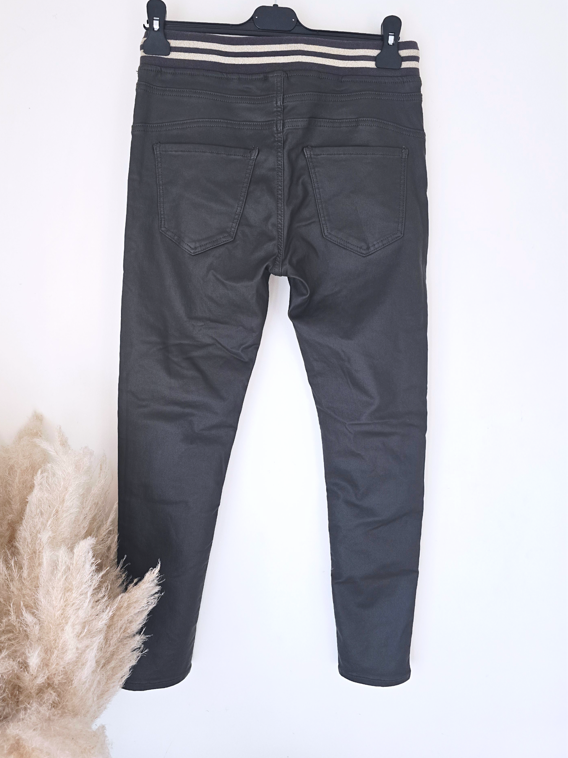 Pantalon slim huilé gris anthracite