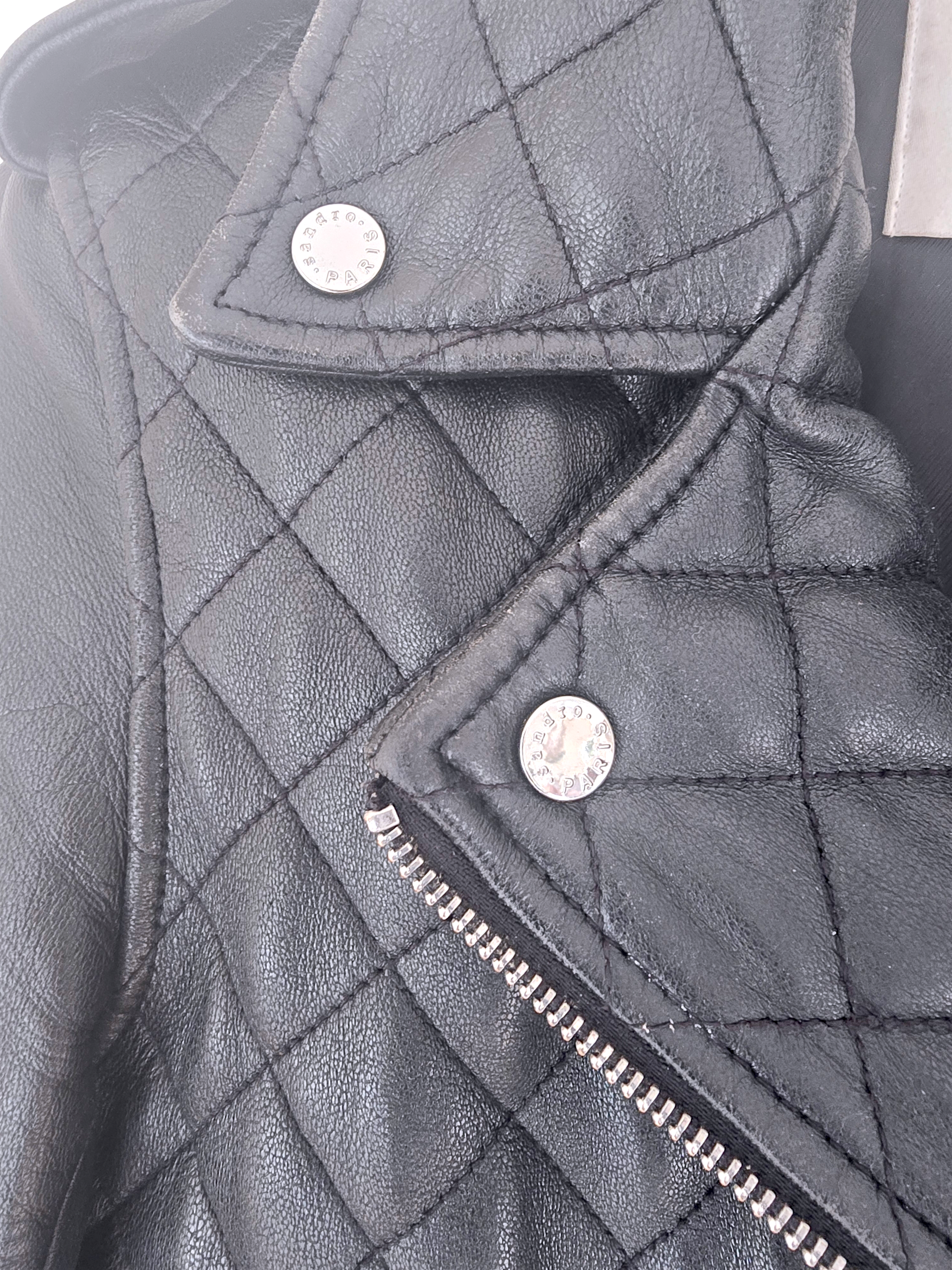 Perfecto noir matelassé 100% cuir