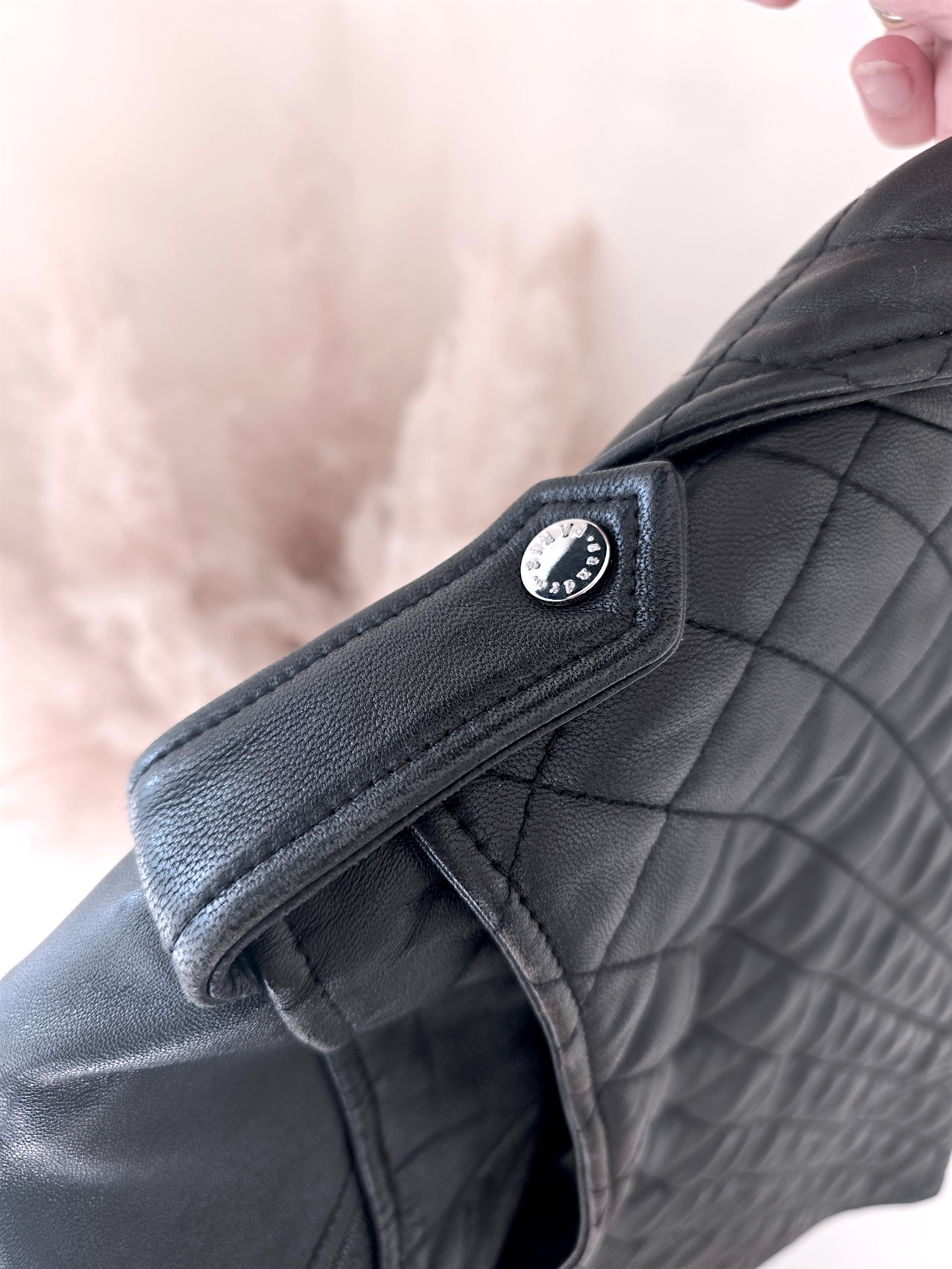 Perfecto noir matelassé 100% cuir