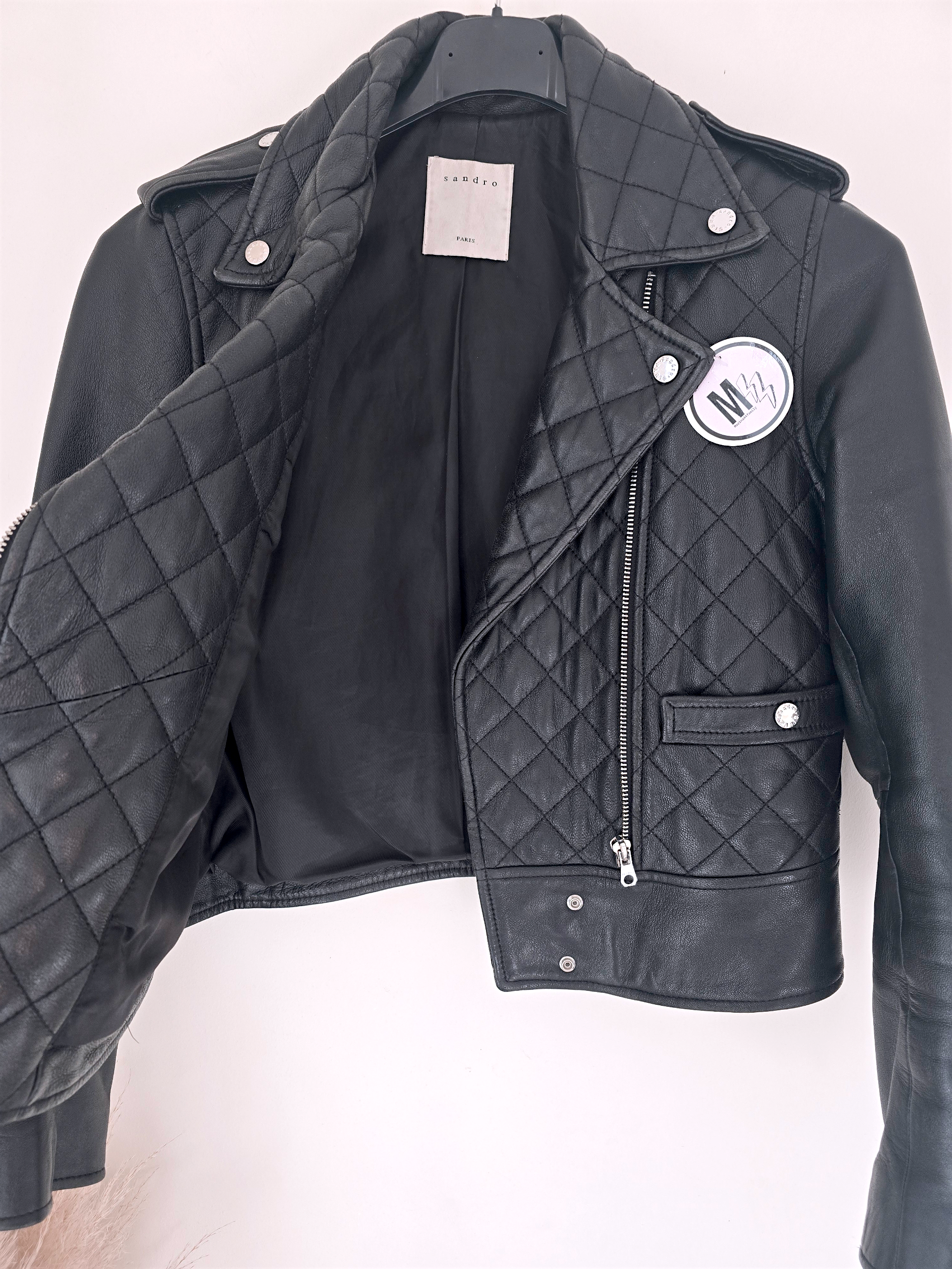 Perfecto noir matelassé 100% cuir