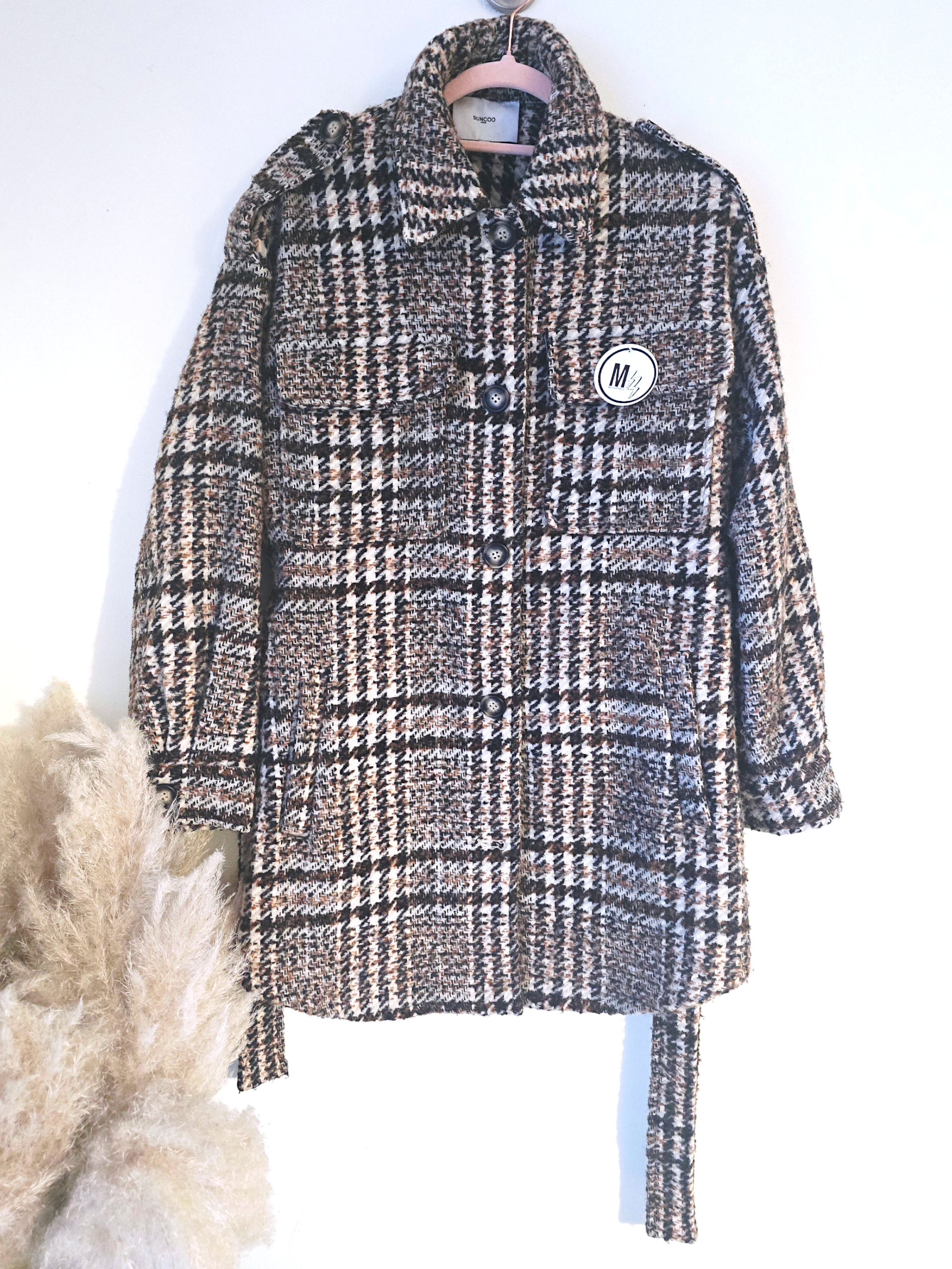 Veste Surchemise tweed à carreaux.