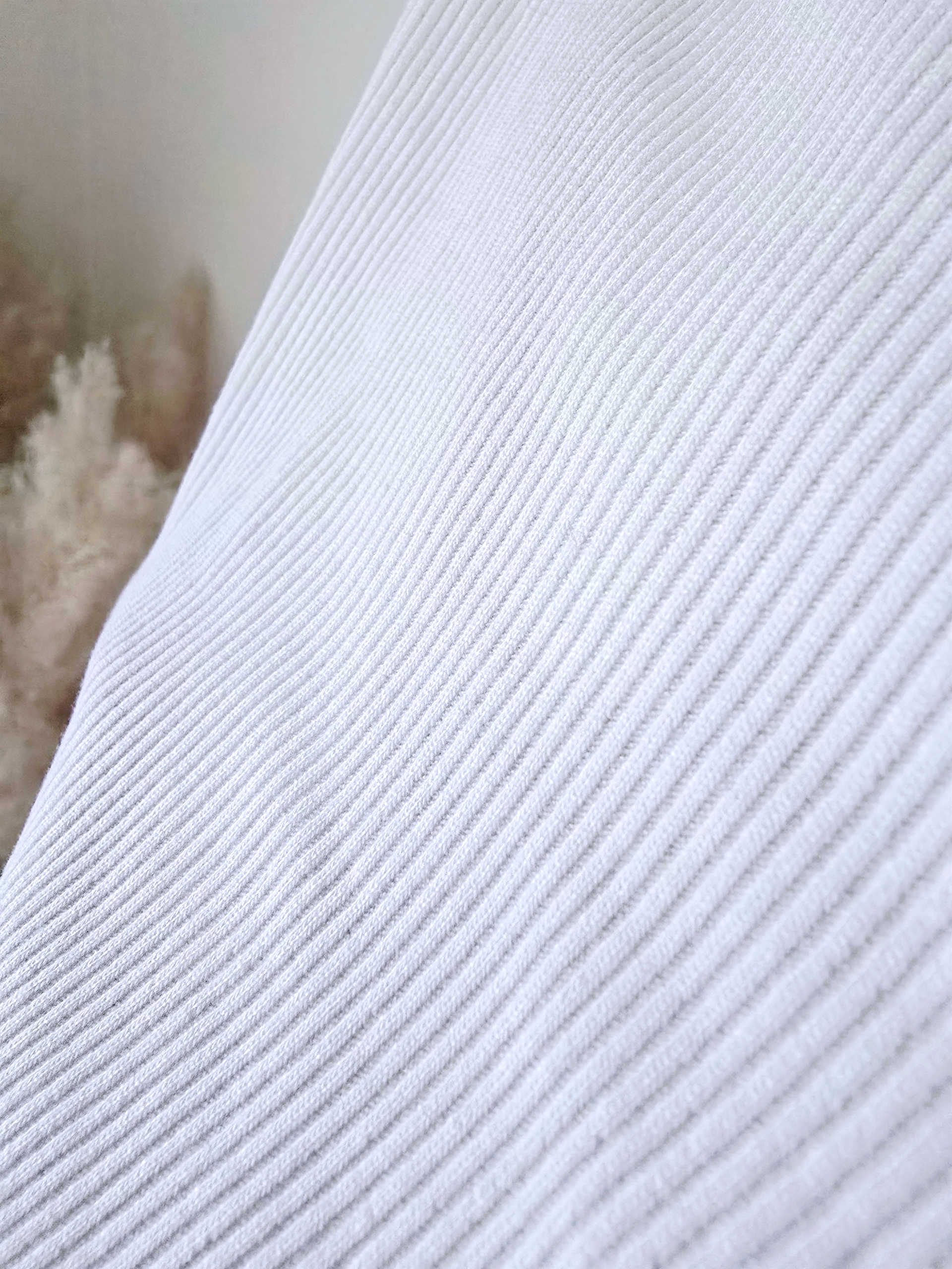 T-shirt blanc côtelé à manches longues