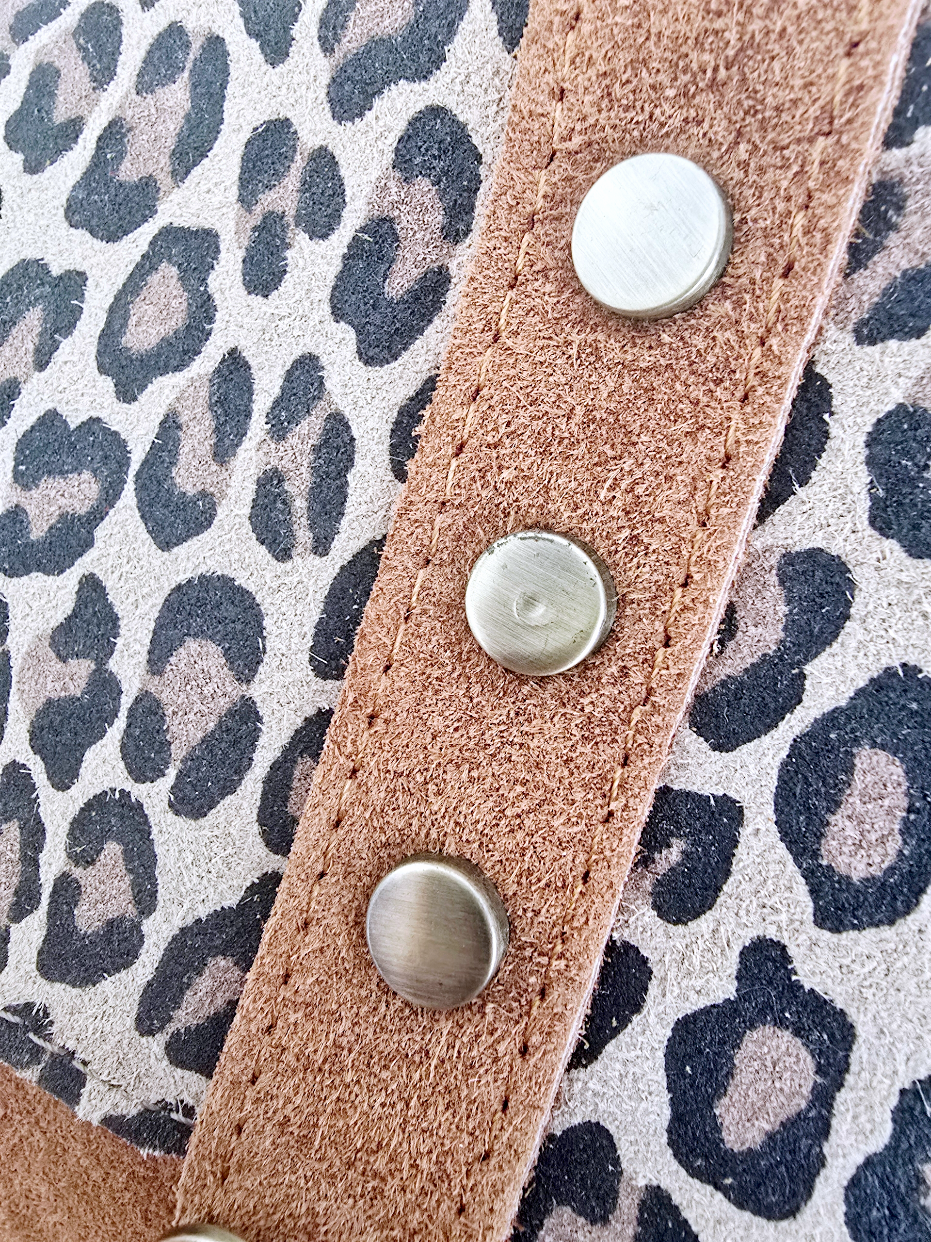 Sac camel avec imprimé léopard 100% cuir de chèvre