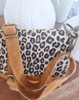 Sac camel avec imprimé léopard 100% cuir de chèvre
