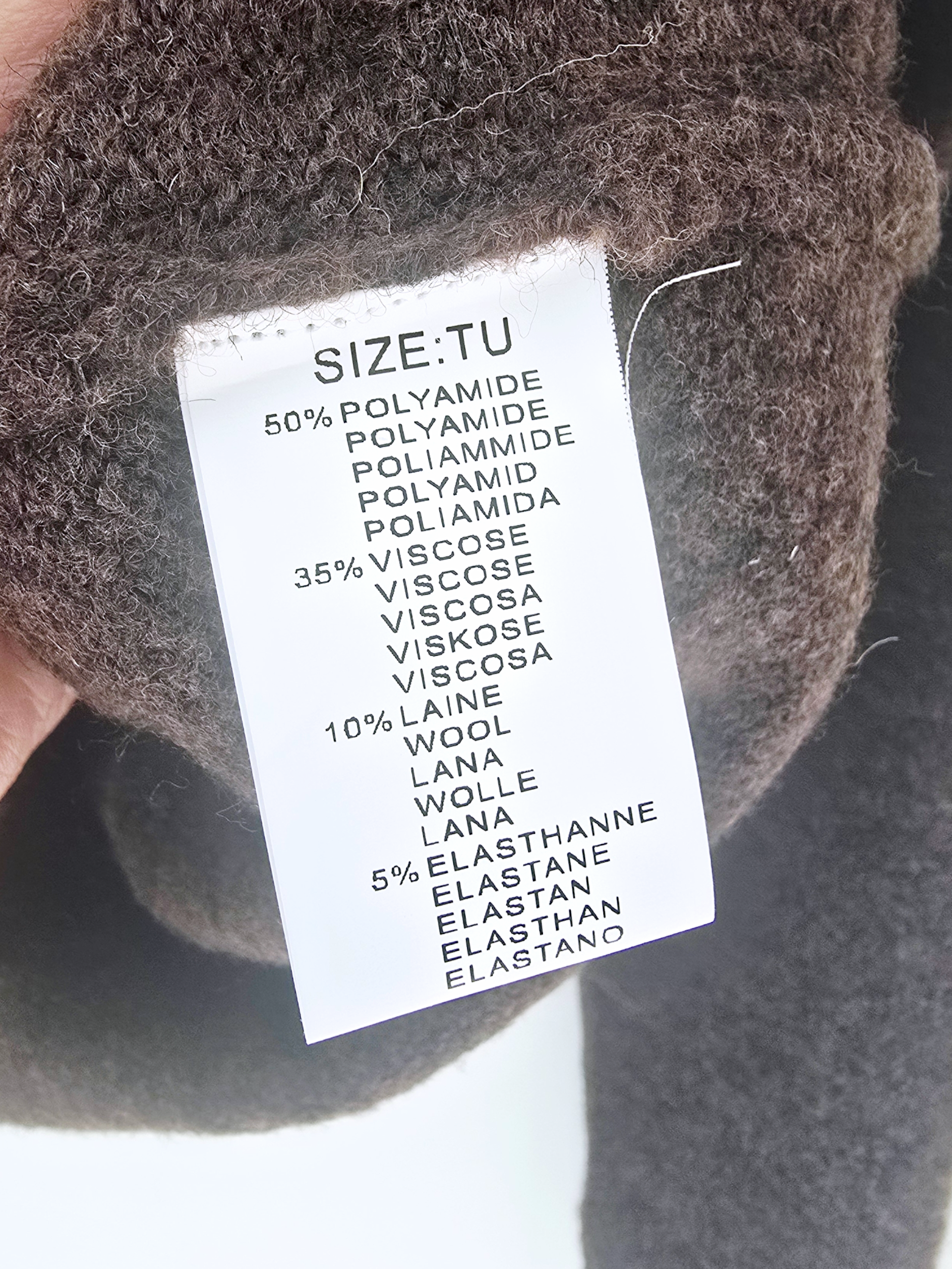 Pull marron à maille chaude à inscriptions léopard