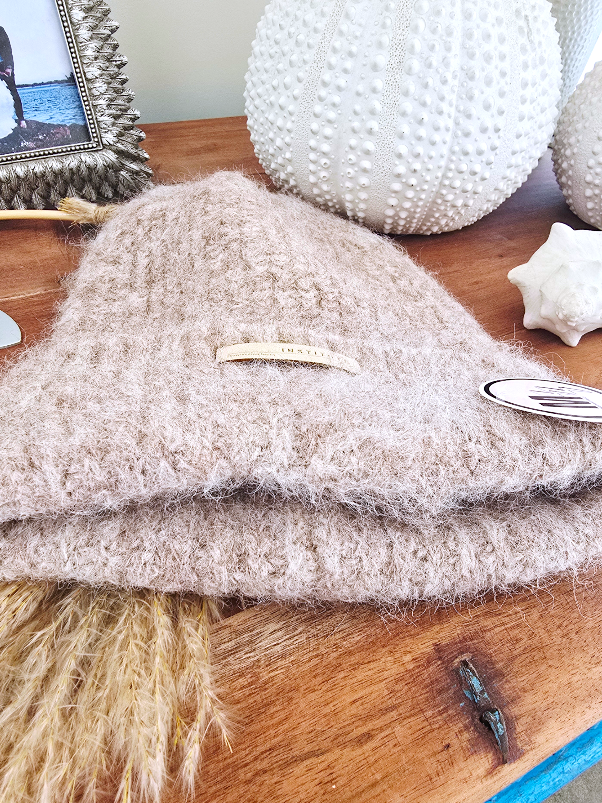 Bonnet chaud beige chiné