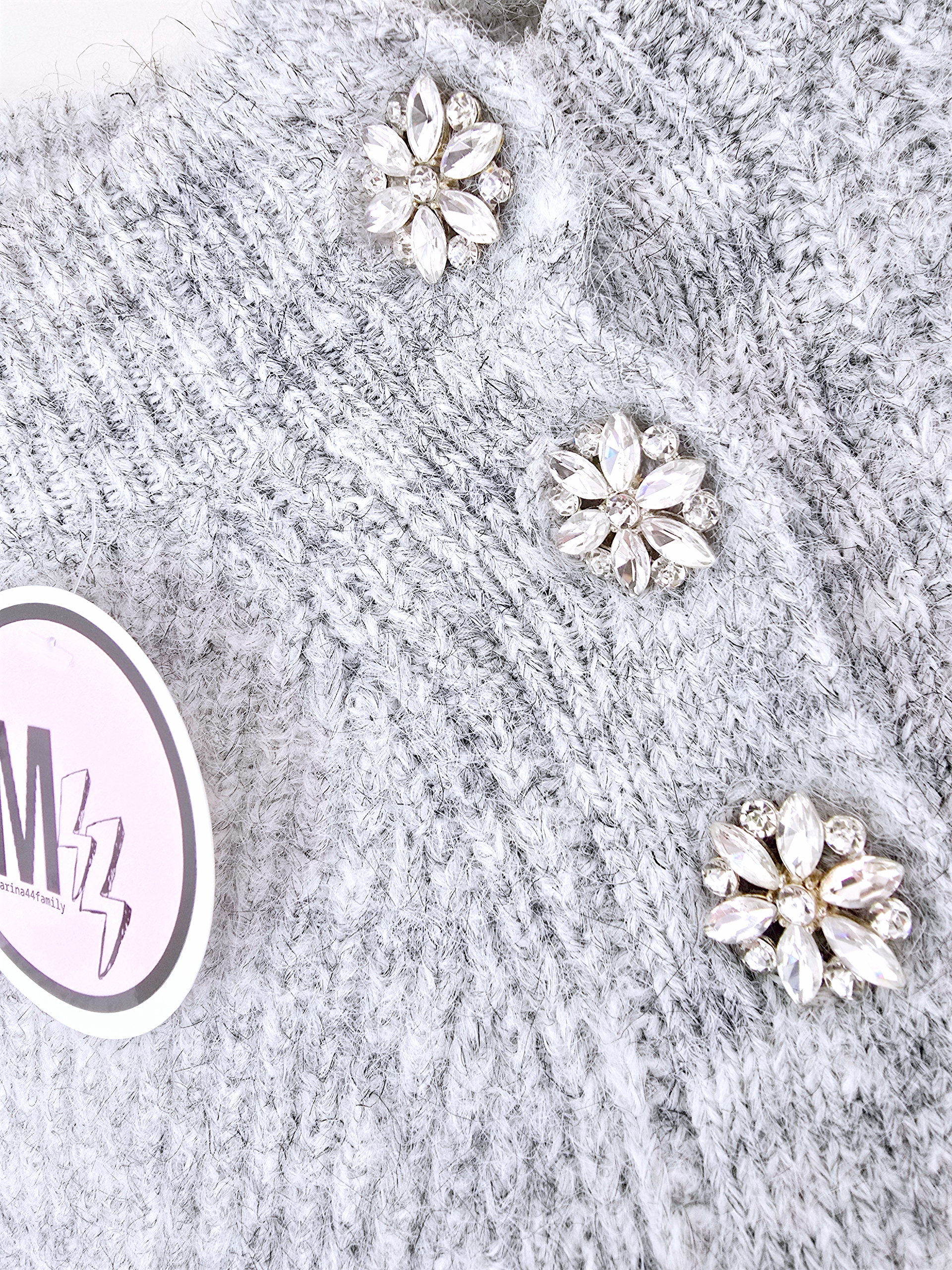 Pull gris clair chiné gris à maille chaude