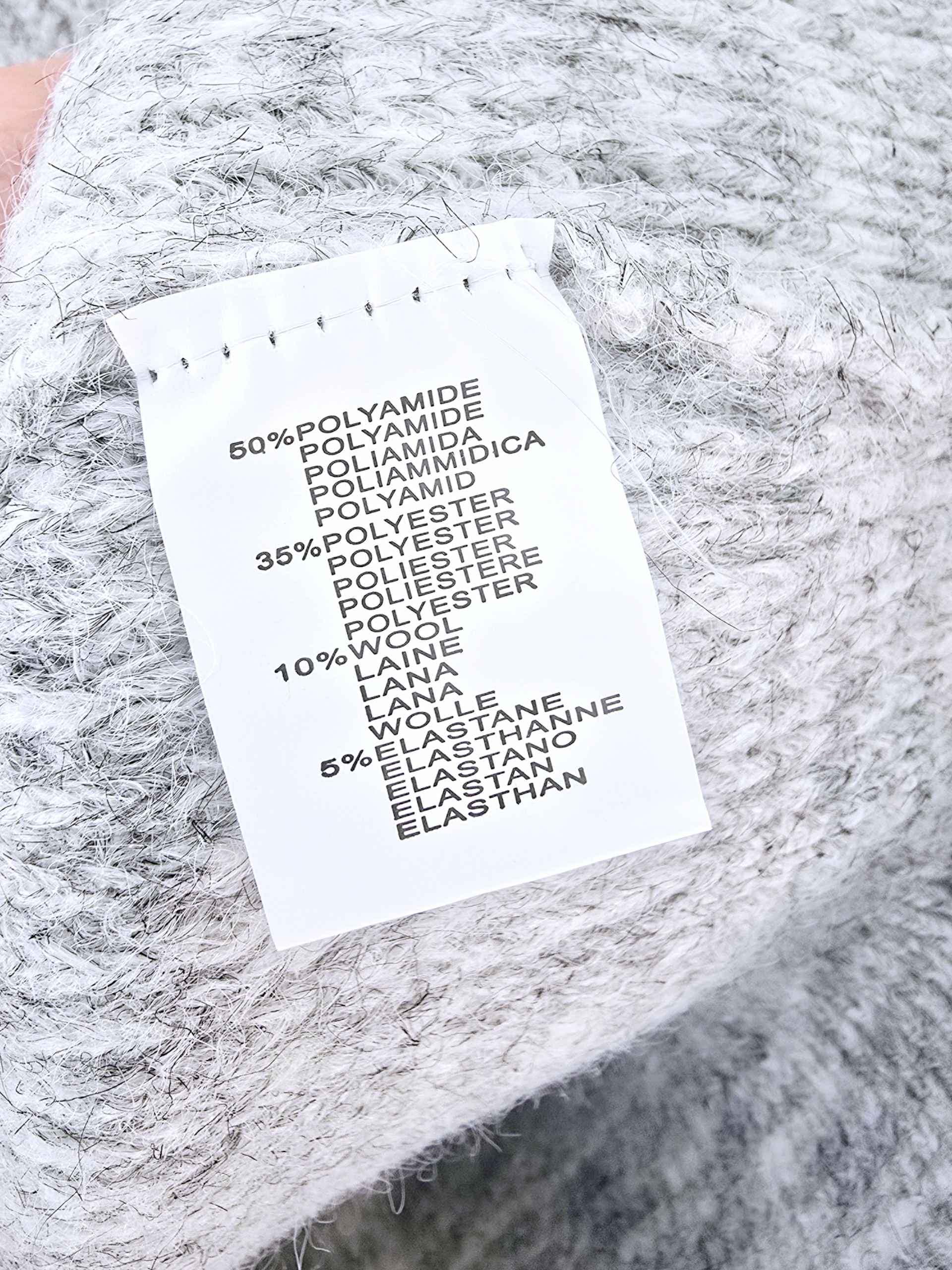 Pull gris clair chiné gris à maille chaude