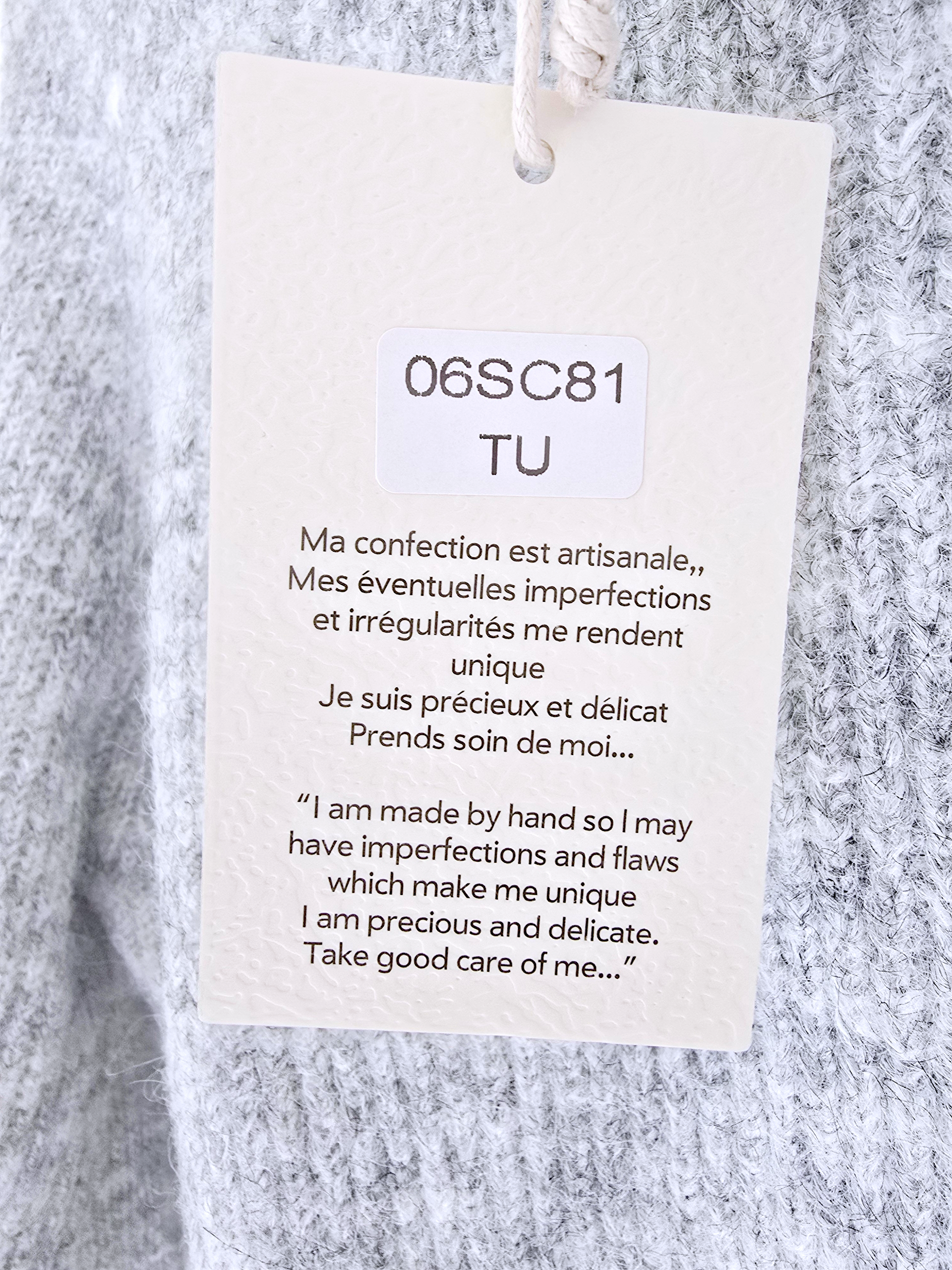 Pull gris clair chiné gris à maille chaude