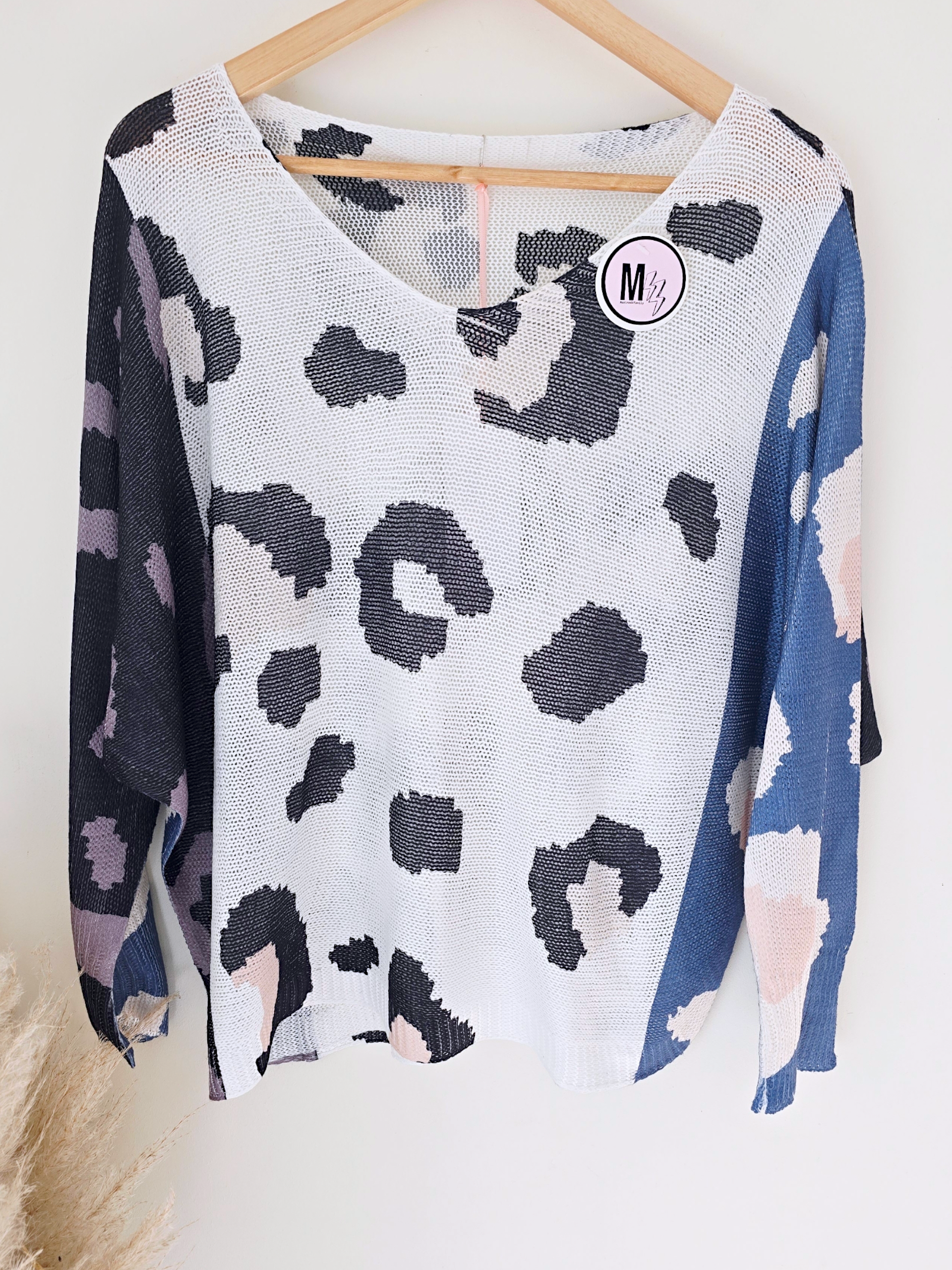 Pull imprimé léopard bleu