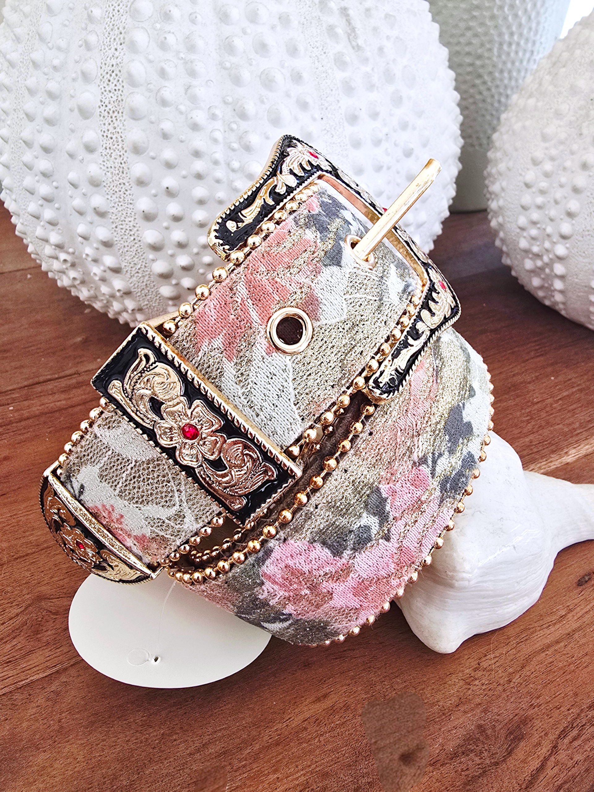 Ceinture vintage vert à imprimé