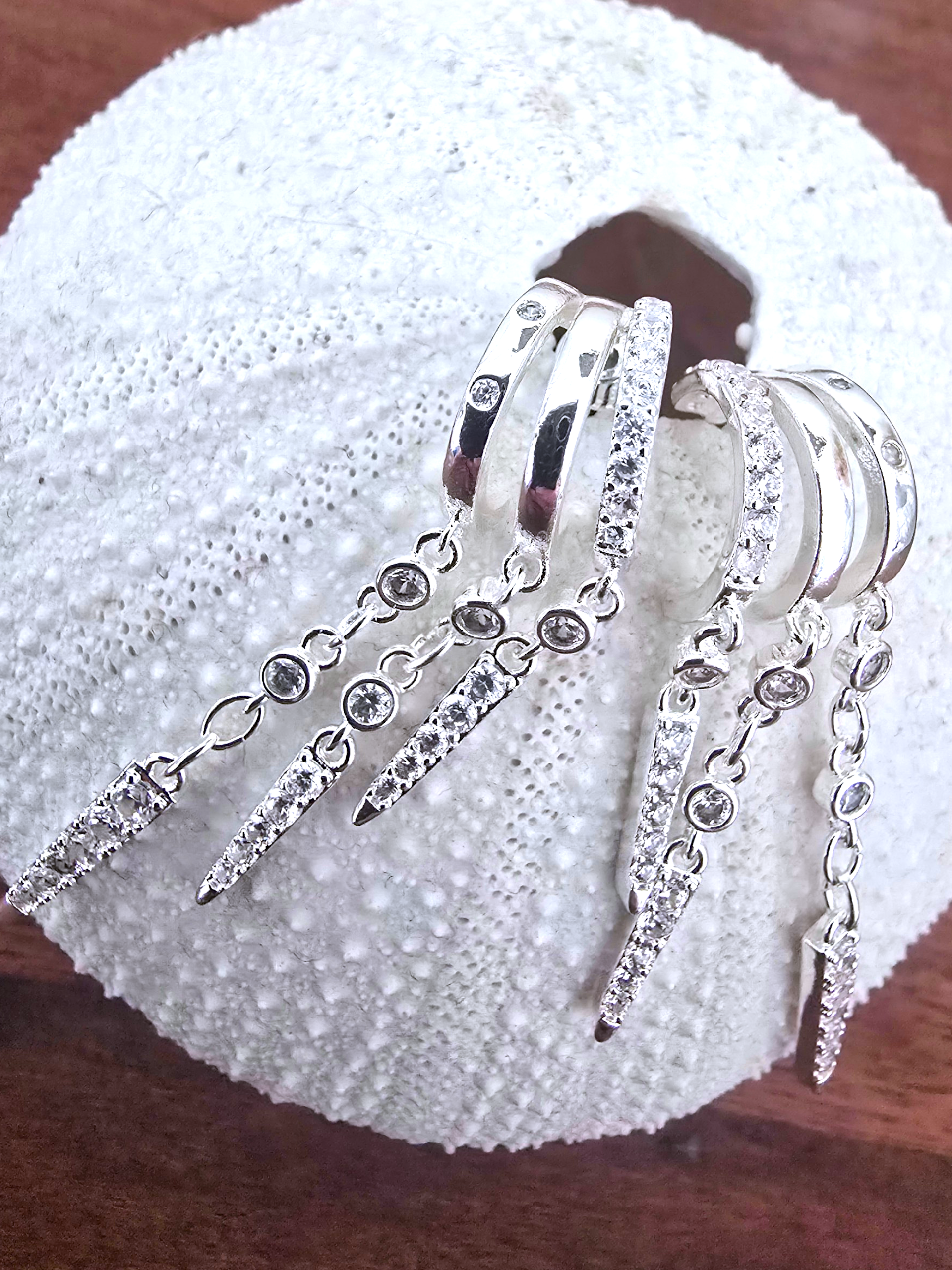 Boucles d'oreilles pendentes argentées acier inoxydable - 𝐌𝐚𝐫𝐢𝐧𝐚𝟒𝟒𝐟𝐚𝐦𝐢𝐥𝐲