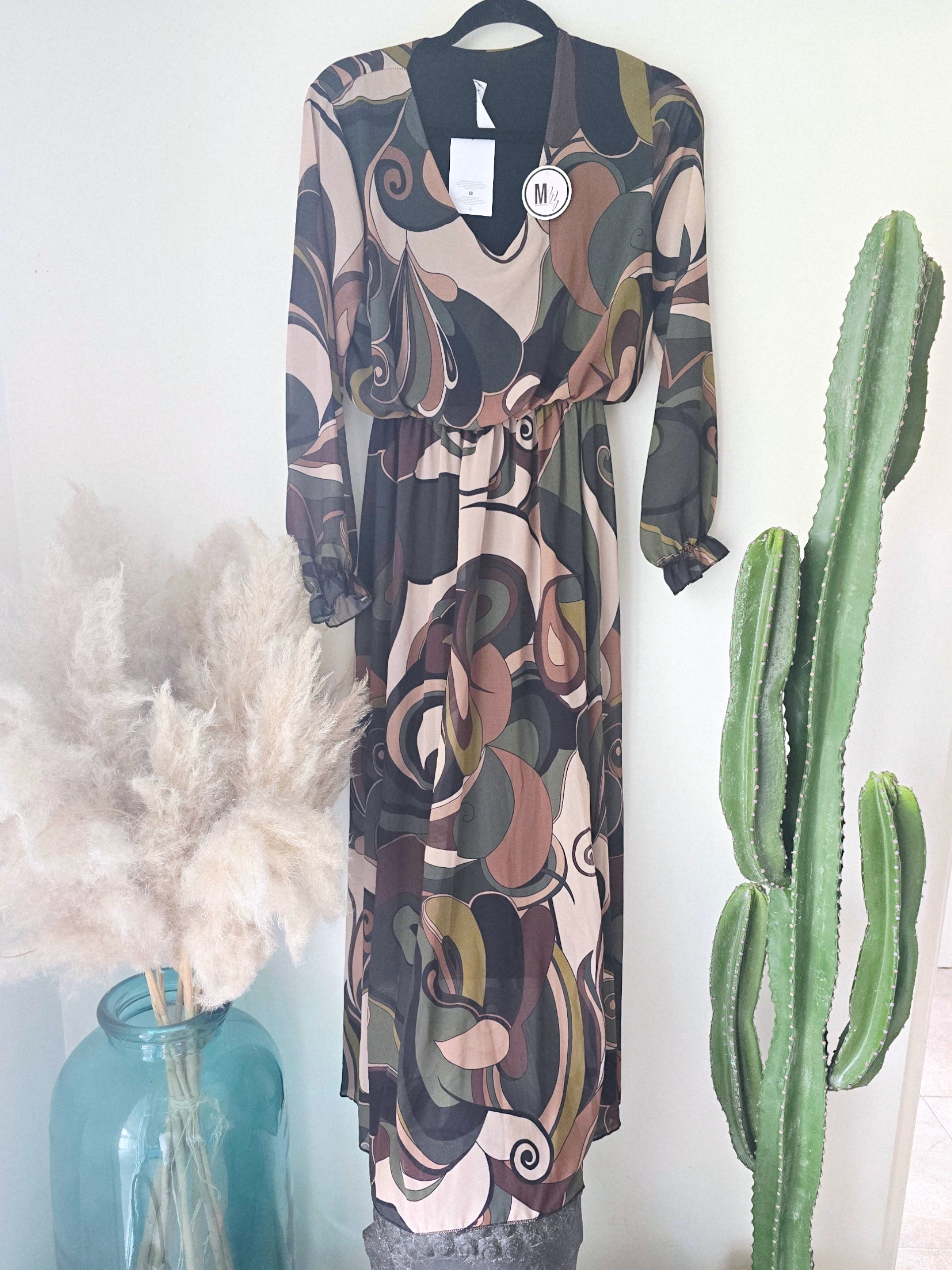 Robe kaki 7/8è à imprimé - 𝐌𝐚𝐫𝐢𝐧𝐚𝟒𝟒𝐟𝐚𝐦𝐢𝐥𝐲