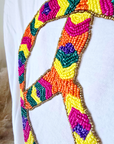 T-shirt blanc muni de perles multicolores peace n'love - 𝐌𝐚𝐫𝐢𝐧𝐚𝟒𝟒𝐟𝐚𝐦𝐢𝐥𝐲