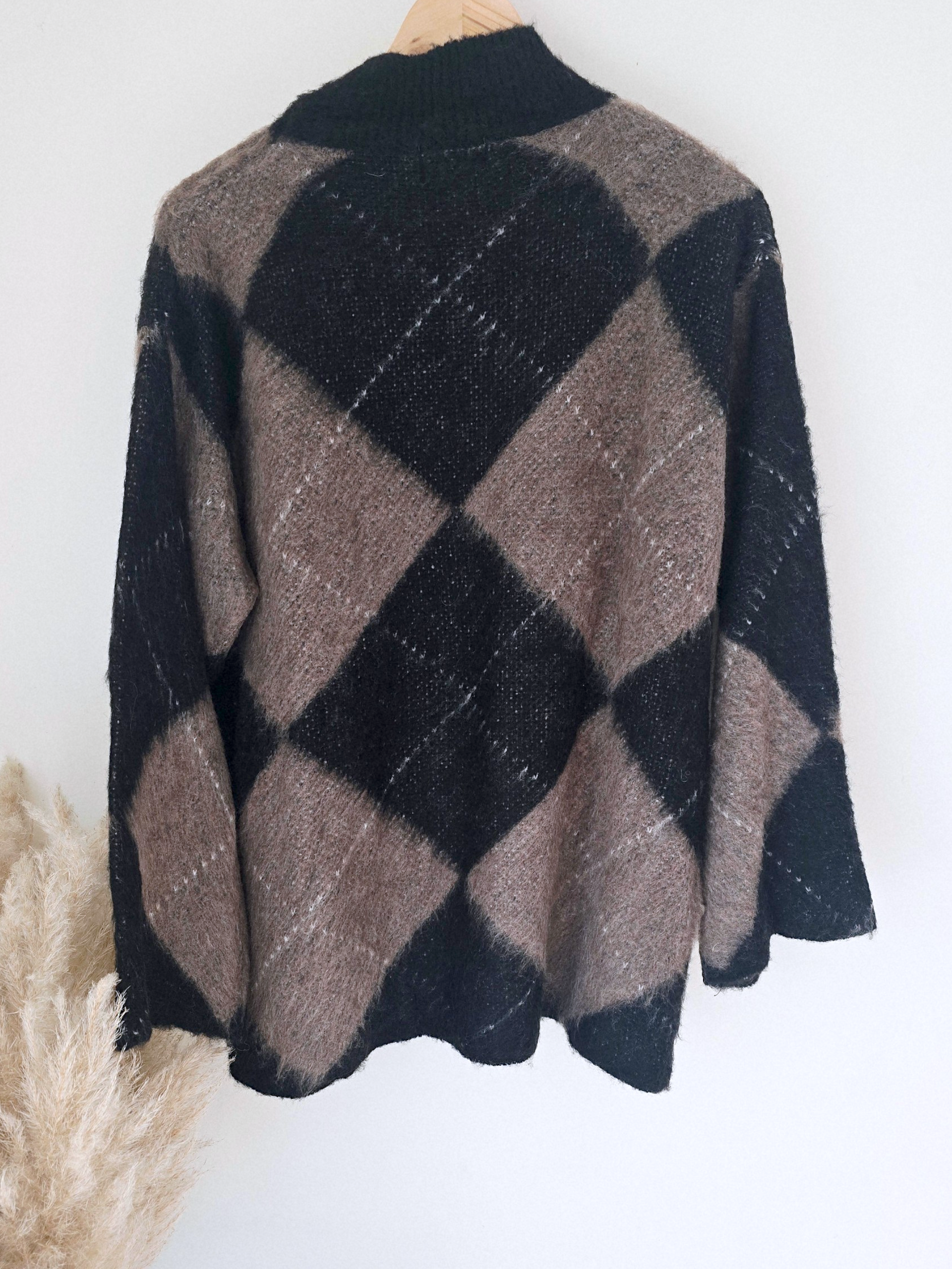 Pull tunique en damier marron taupe - 𝐌𝐚𝐫𝐢𝐧𝐚𝟒𝟒𝐟𝐚𝐦𝐢𝐥𝐲