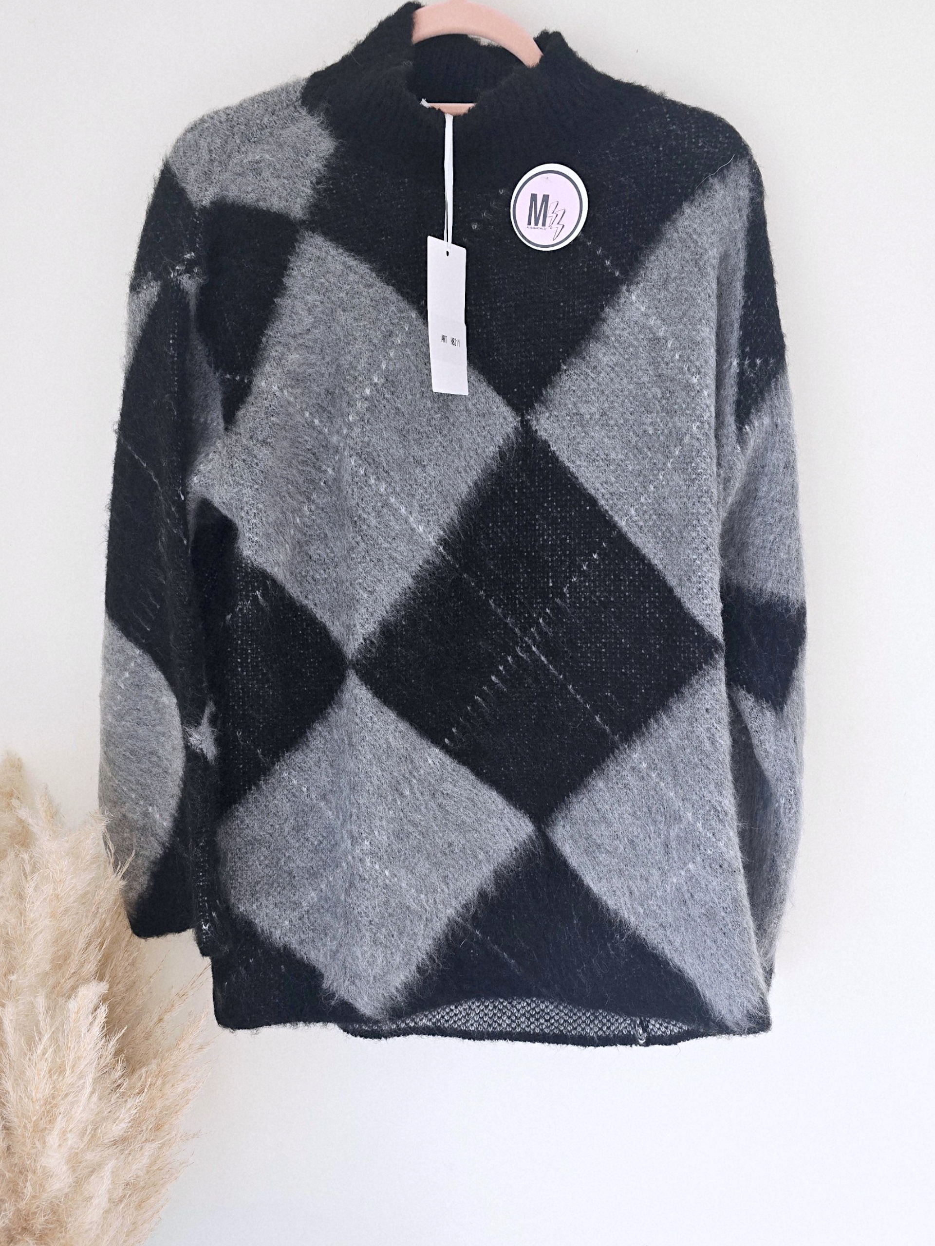 Pull tunique en damier noir - 𝐌𝐚𝐫𝐢𝐧𝐚𝟒𝟒𝐟𝐚𝐦𝐢𝐥𝐲