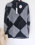 Pull tunique en damier noir - 𝐌𝐚𝐫𝐢𝐧𝐚𝟒𝟒𝐟𝐚𝐦𝐢𝐥𝐲