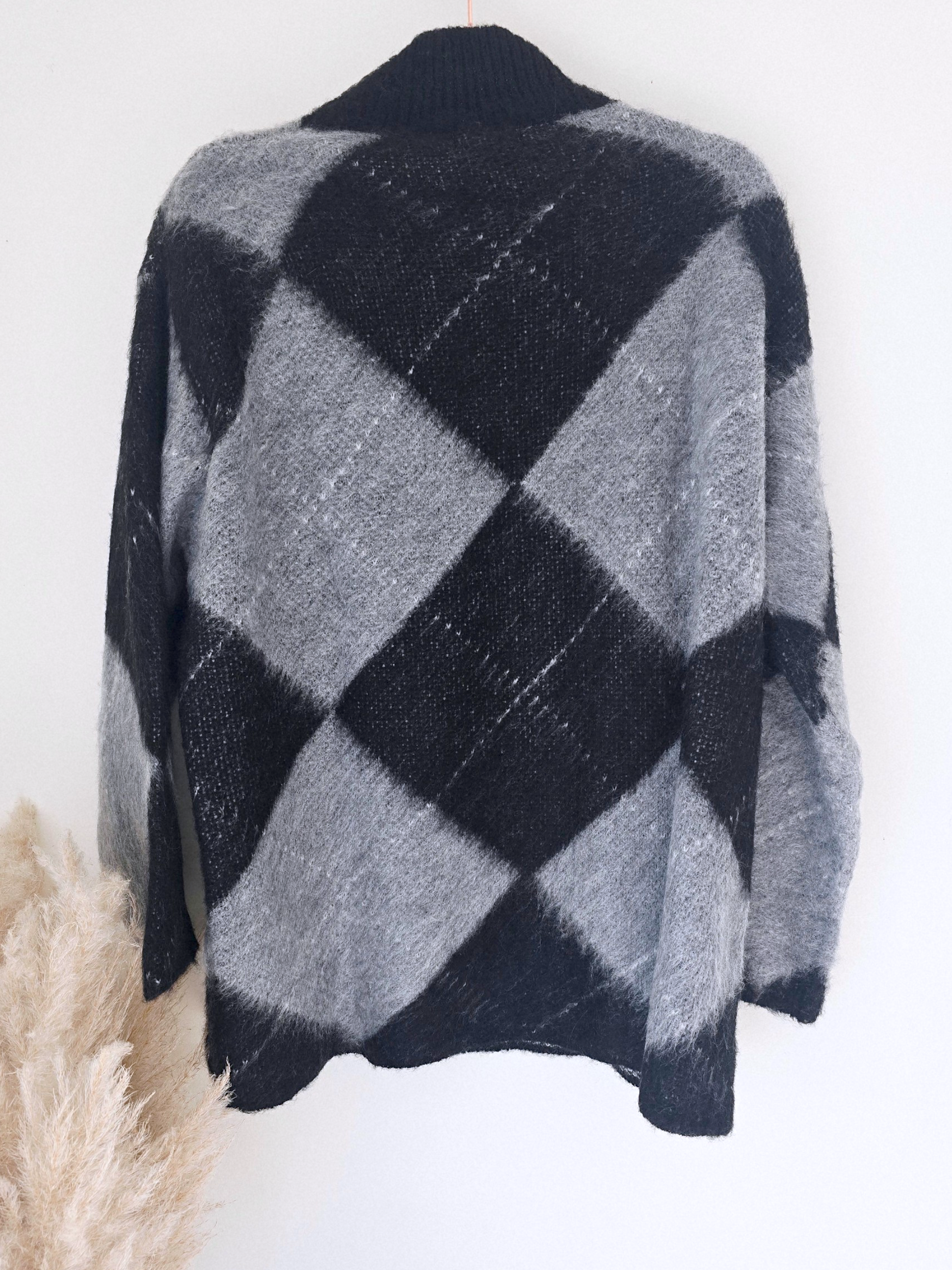 Pull tunique en damier noir - 𝐌𝐚𝐫𝐢𝐧𝐚𝟒𝟒𝐟𝐚𝐦𝐢𝐥𝐲