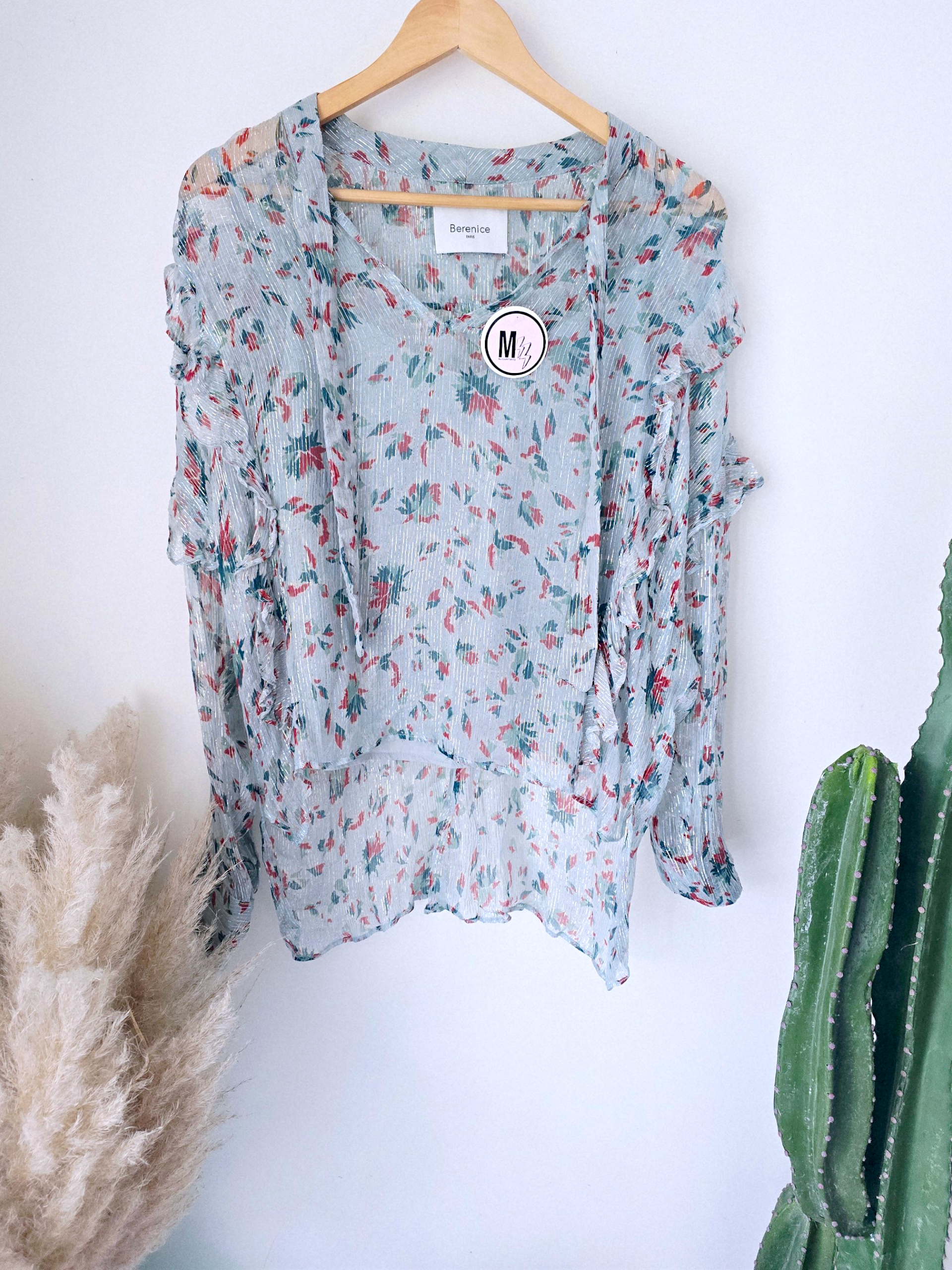 Blouse vert d'eau à imprimé fleuri - 𝐌𝐚𝐫𝐢𝐧𝐚𝟒𝟒𝐟𝐚𝐦𝐢𝐥𝐲