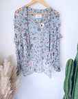 Blouse vert d'eau à imprimé fleuri - 𝐌𝐚𝐫𝐢𝐧𝐚𝟒𝟒𝐟𝐚𝐦𝐢𝐥𝐲
