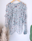 Blouse vert d'eau à imprimé fleuri - 𝐌𝐚𝐫𝐢𝐧𝐚𝟒𝟒𝐟𝐚𝐦𝐢𝐥𝐲