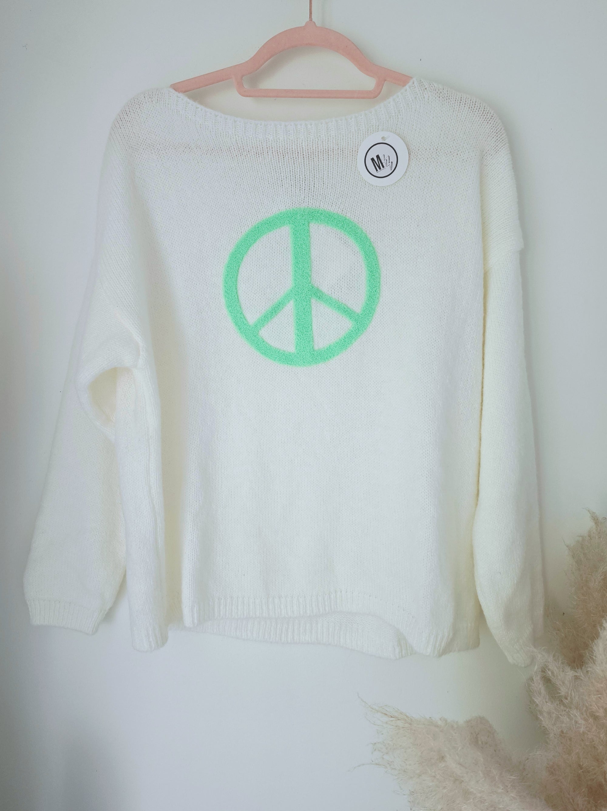 Pull blanc peace &amp; love vert fluo - 𝐌𝐚𝐫𝐢𝐧𝐚𝟒𝟒𝐟𝐚𝐦𝐢𝐥𝐲