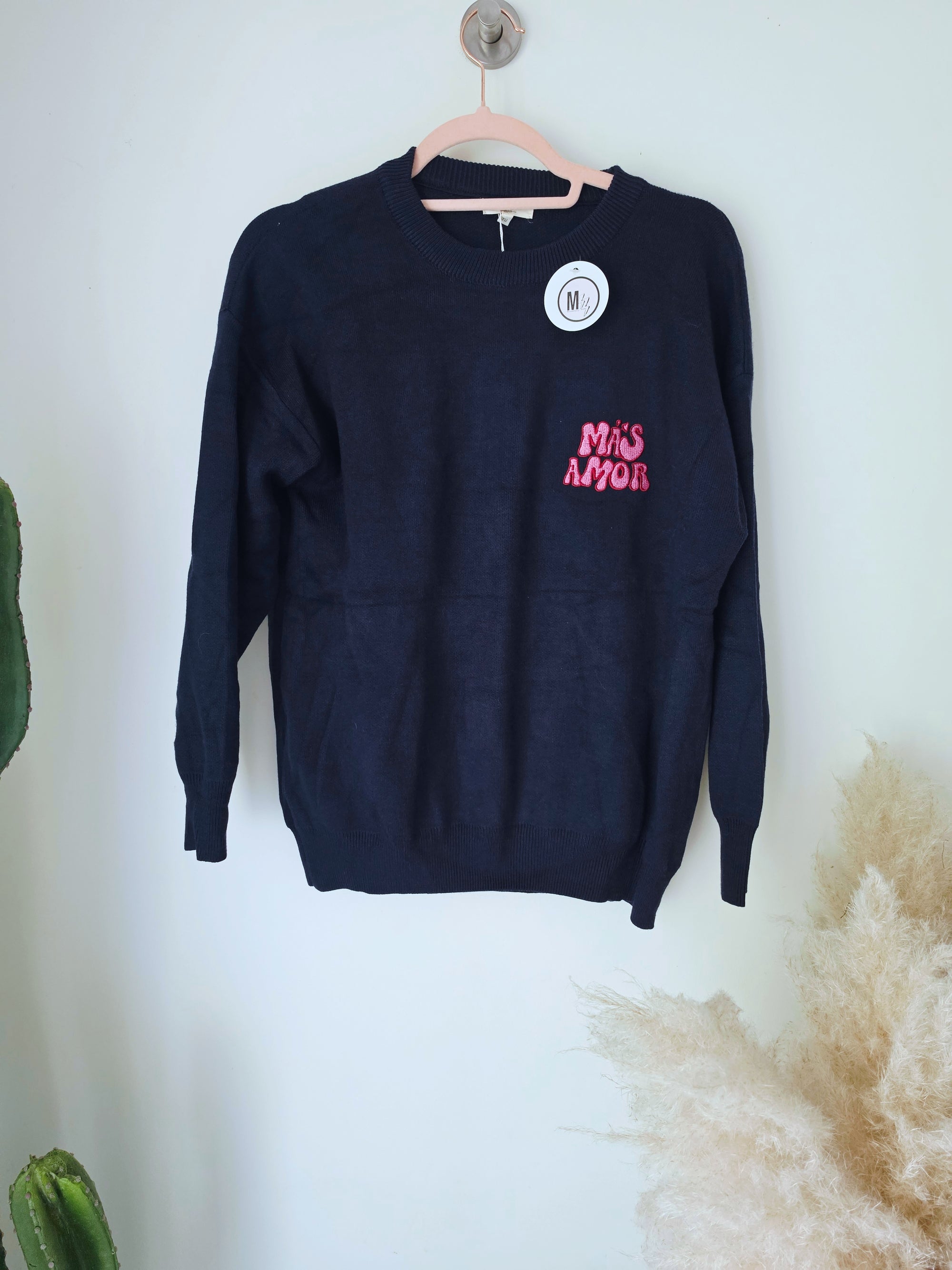 Pull bleu marine à inscriptions - 𝐌𝐚𝐫𝐢𝐧𝐚𝟒𝟒𝐟𝐚𝐦𝐢𝐥𝐲