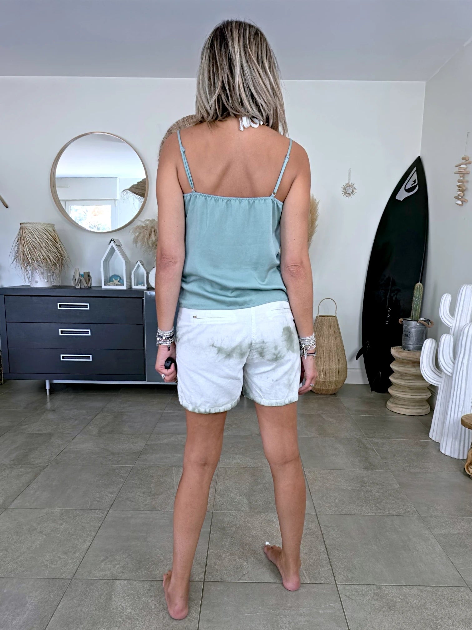 Short en lin tie and dye
