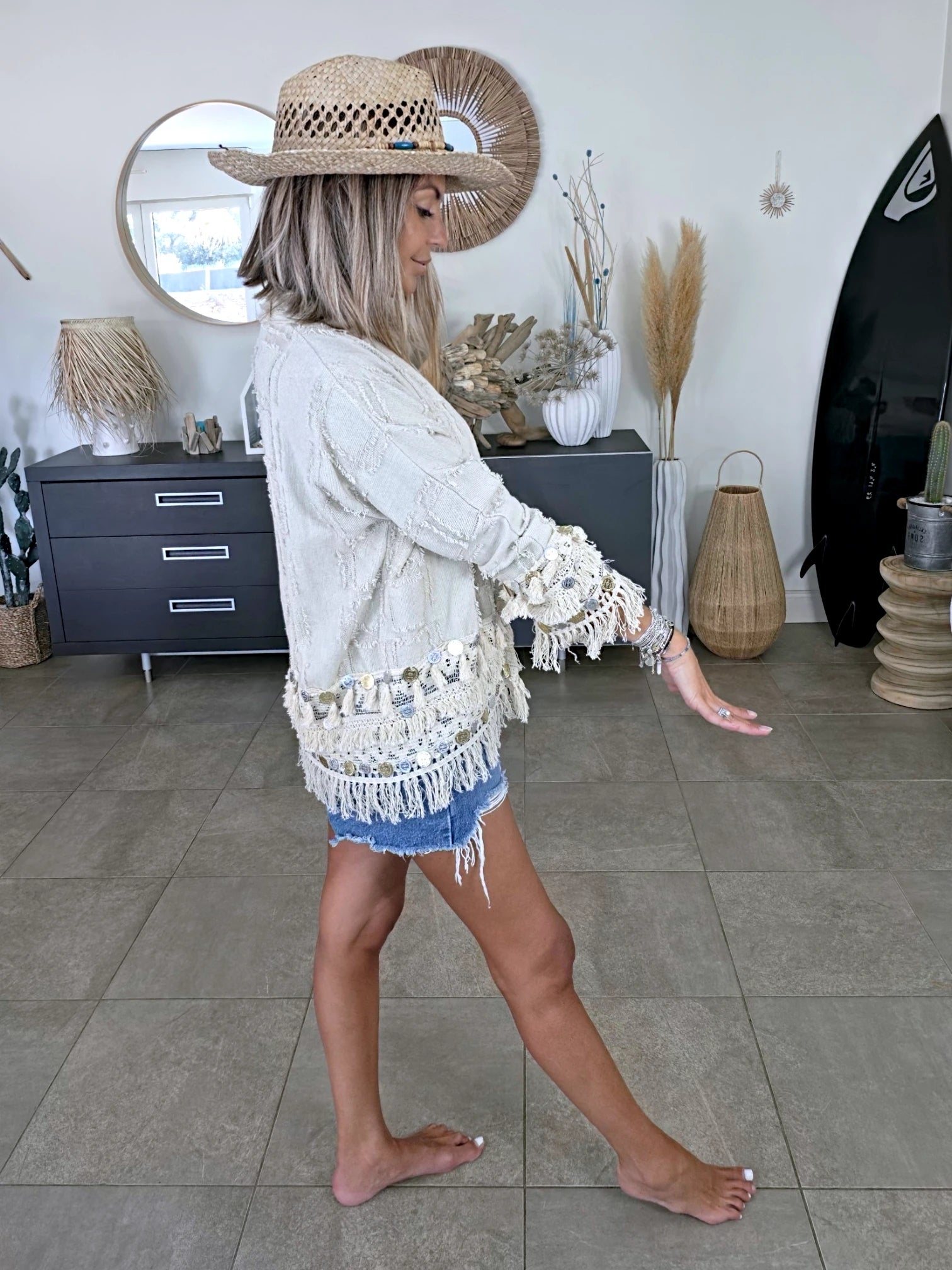 Veste beige en maille