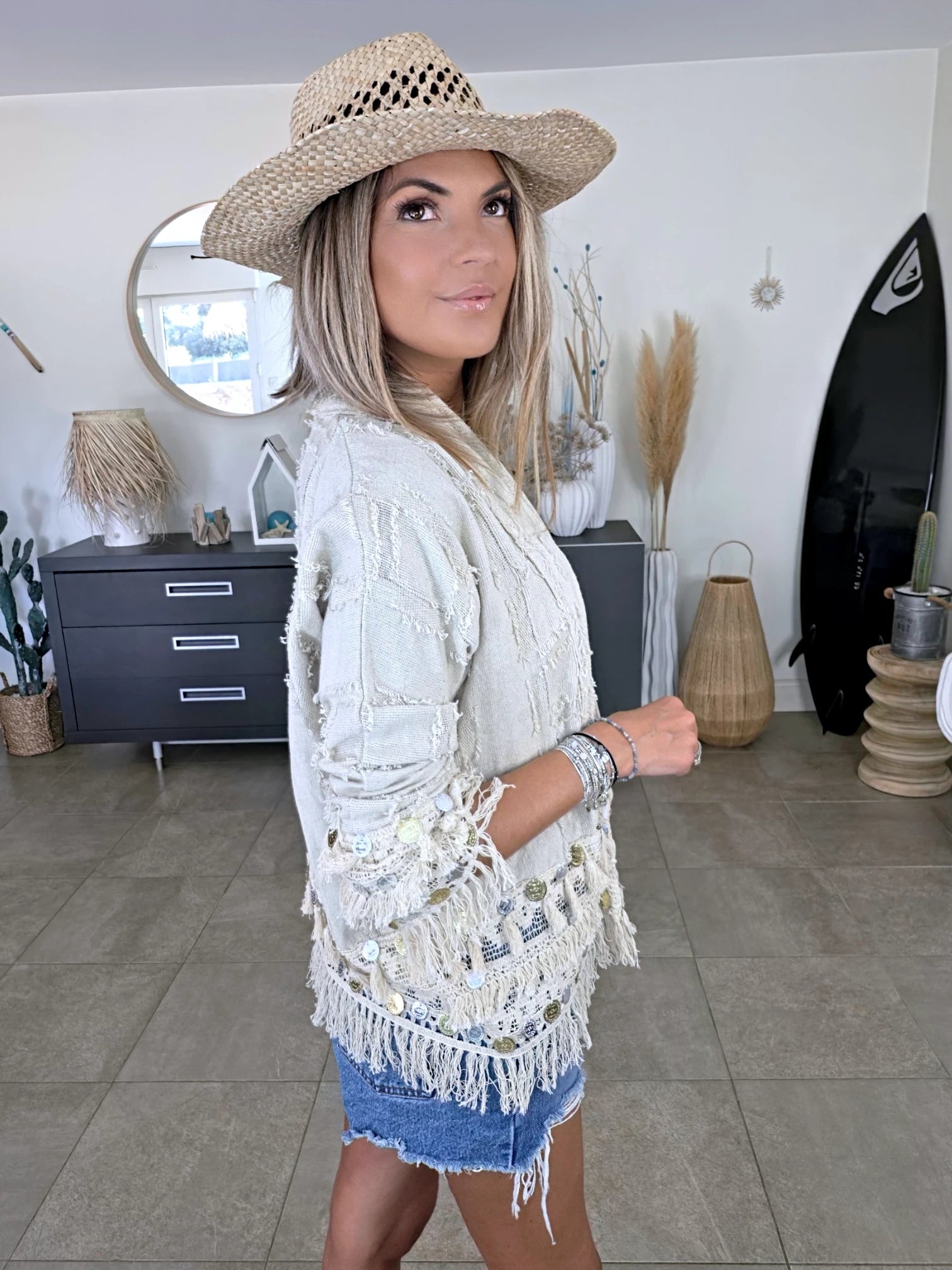Veste beige en maille