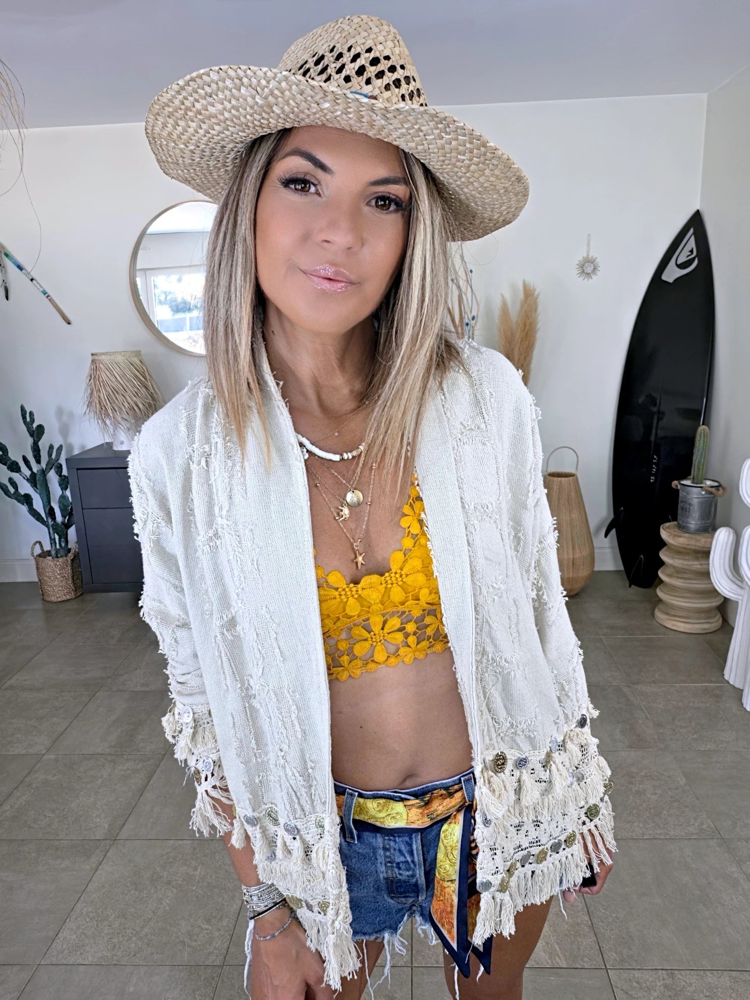 Veste beige en maille