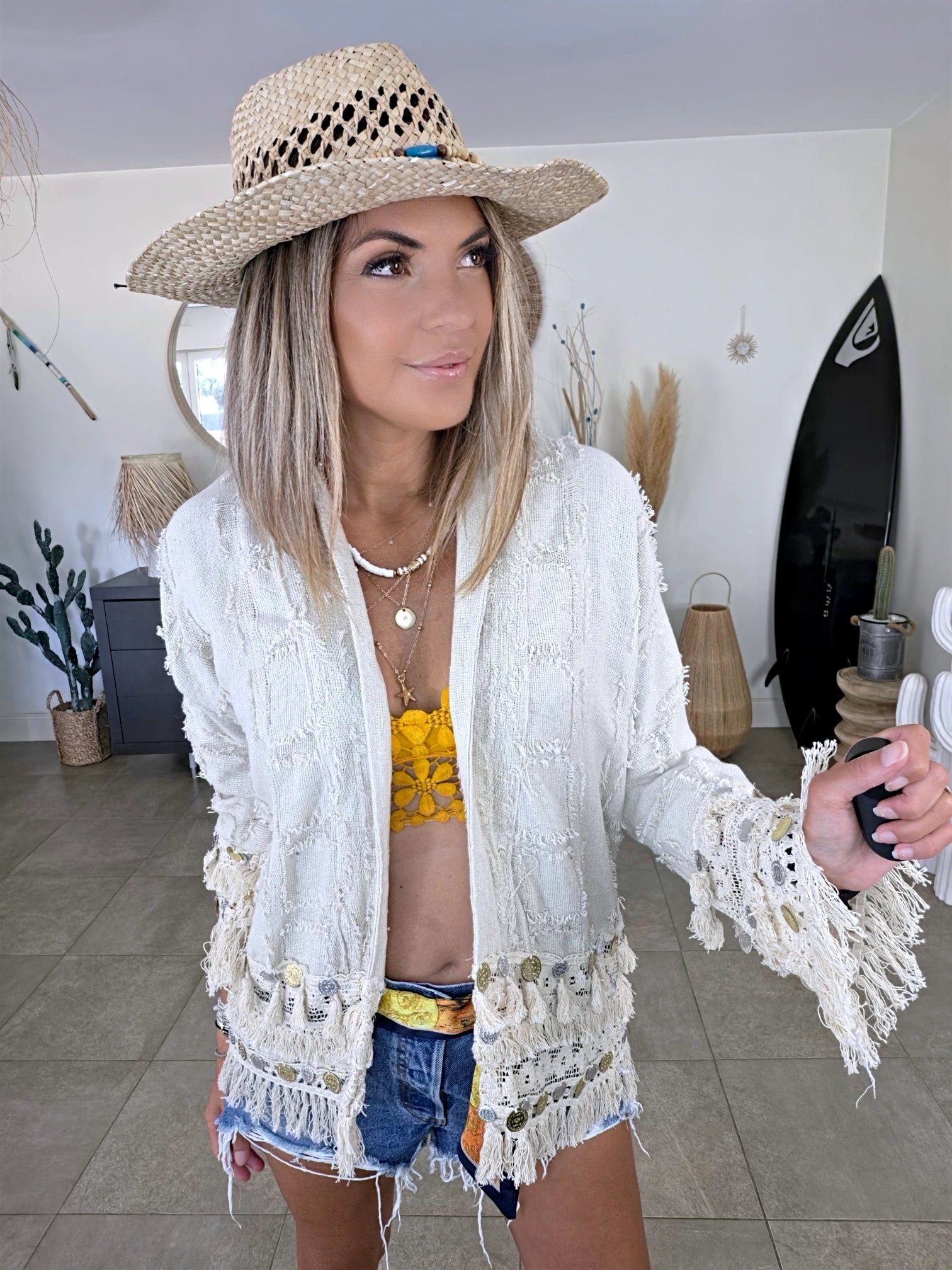 Veste beige en maille