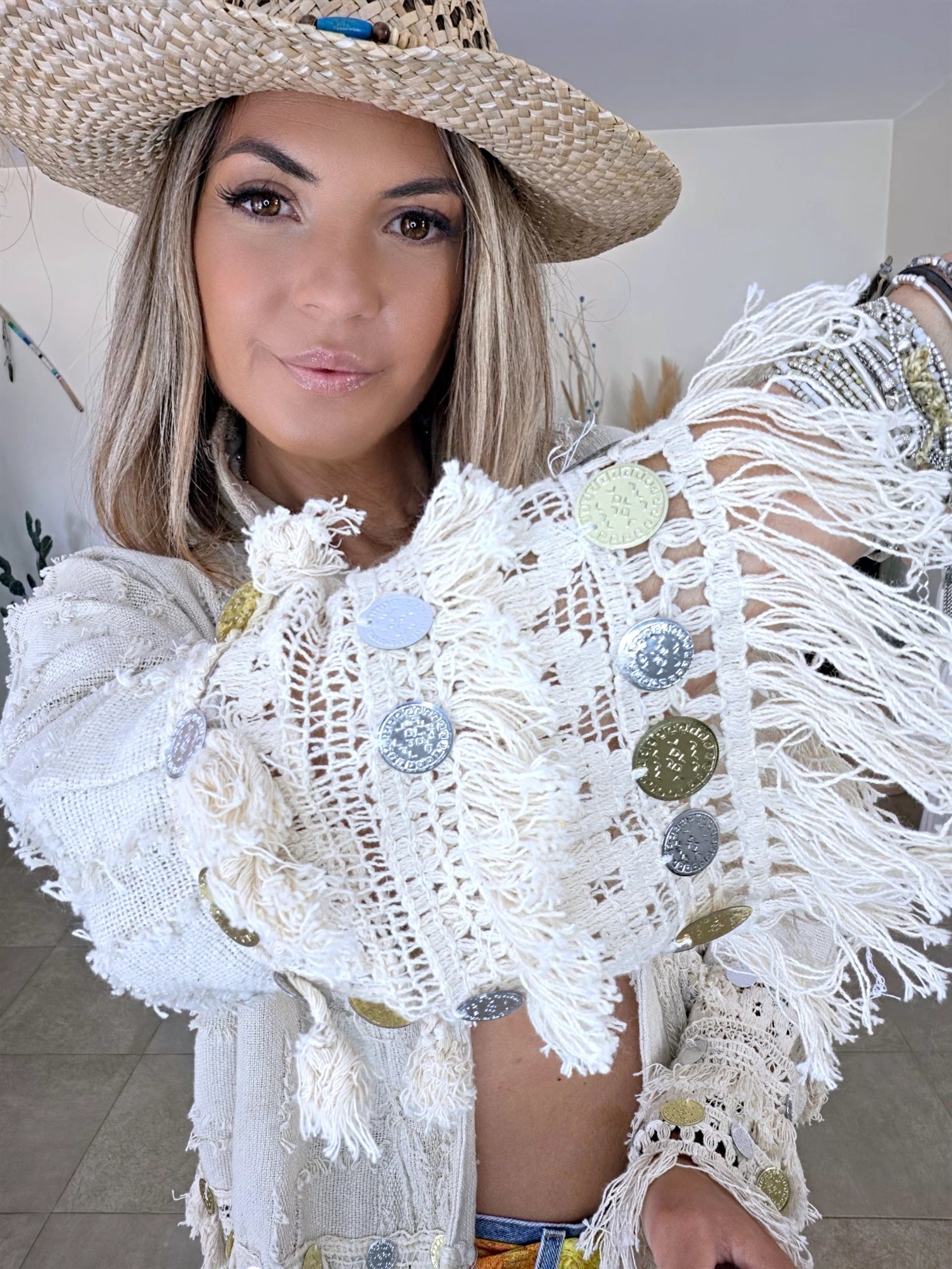 Veste beige en maille