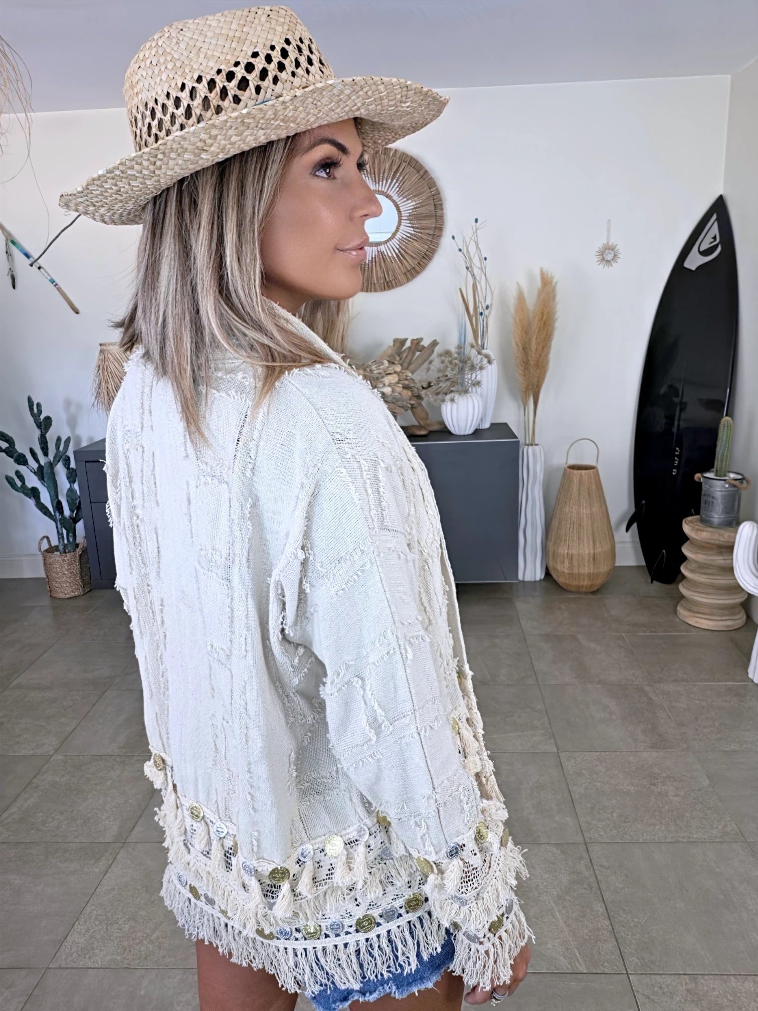 Veste beige en maille