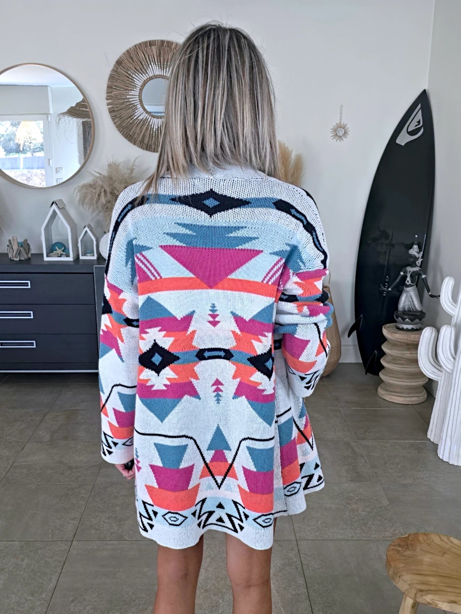 Cardigan à imprimé éthnique