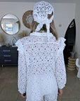 Ensemble blanc chemise + short à broderie anglaise