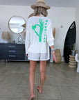 Pull blanc cassé à inscriptions au dos vert vif - 𝐌𝐚𝐫𝐢𝐧𝐚𝟒𝟒𝐟𝐚𝐦𝐢𝐥𝐲