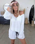 Pull blanc cassé à inscriptions au dos vert vif - 𝐌𝐚𝐫𝐢𝐧𝐚𝟒𝟒𝐟𝐚𝐦𝐢𝐥𝐲