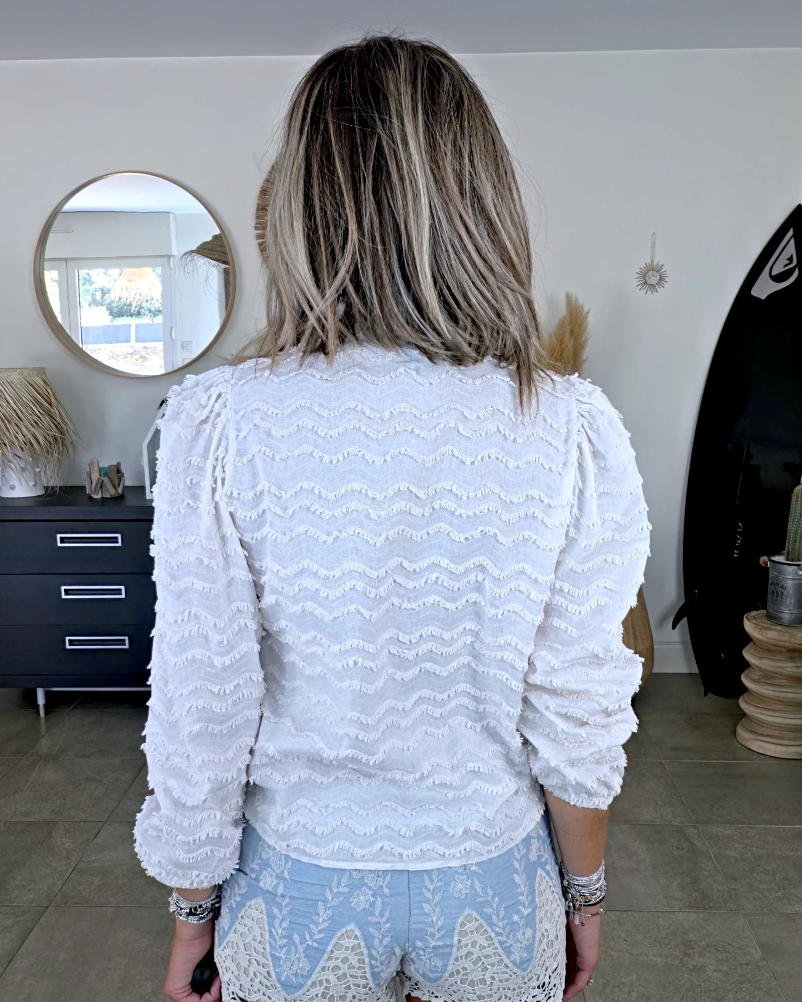 Chemise plumetis écrue
