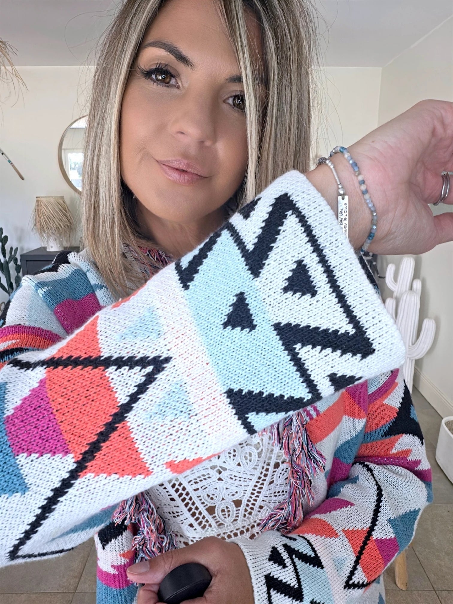 Cardigan à imprimé éthnique