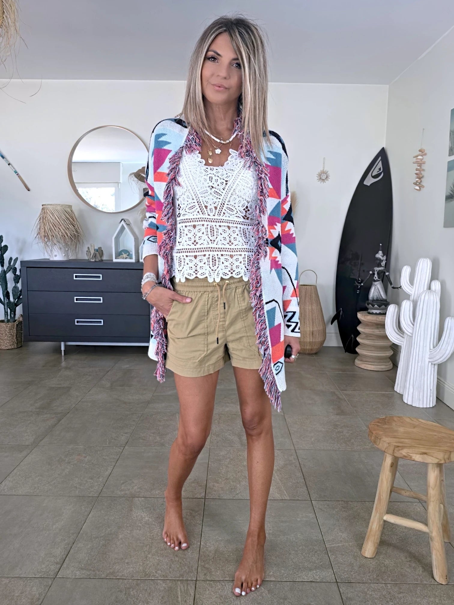 Cardigan à imprimé éthnique
