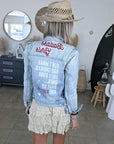 Veste en jean entièrement customisée