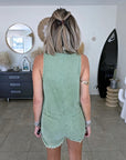 Combi-short vert en coton