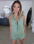 Combi-short vert en coton