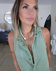 Combi-short vert en coton