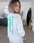 Pull blanc cassé à inscriptions au dos vert vif - 𝐌𝐚𝐫𝐢𝐧𝐚𝟒𝟒𝐟𝐚𝐦𝐢𝐥𝐲