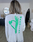 Pull blanc cassé à inscriptions au dos vert vif - 𝐌𝐚𝐫𝐢𝐧𝐚𝟒𝟒𝐟𝐚𝐦𝐢𝐥𝐲